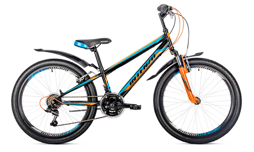Фотография Велосипед Intenzo ENERGY V-BRAKE 24" (2019), рама XXS, Сине-оранжевый