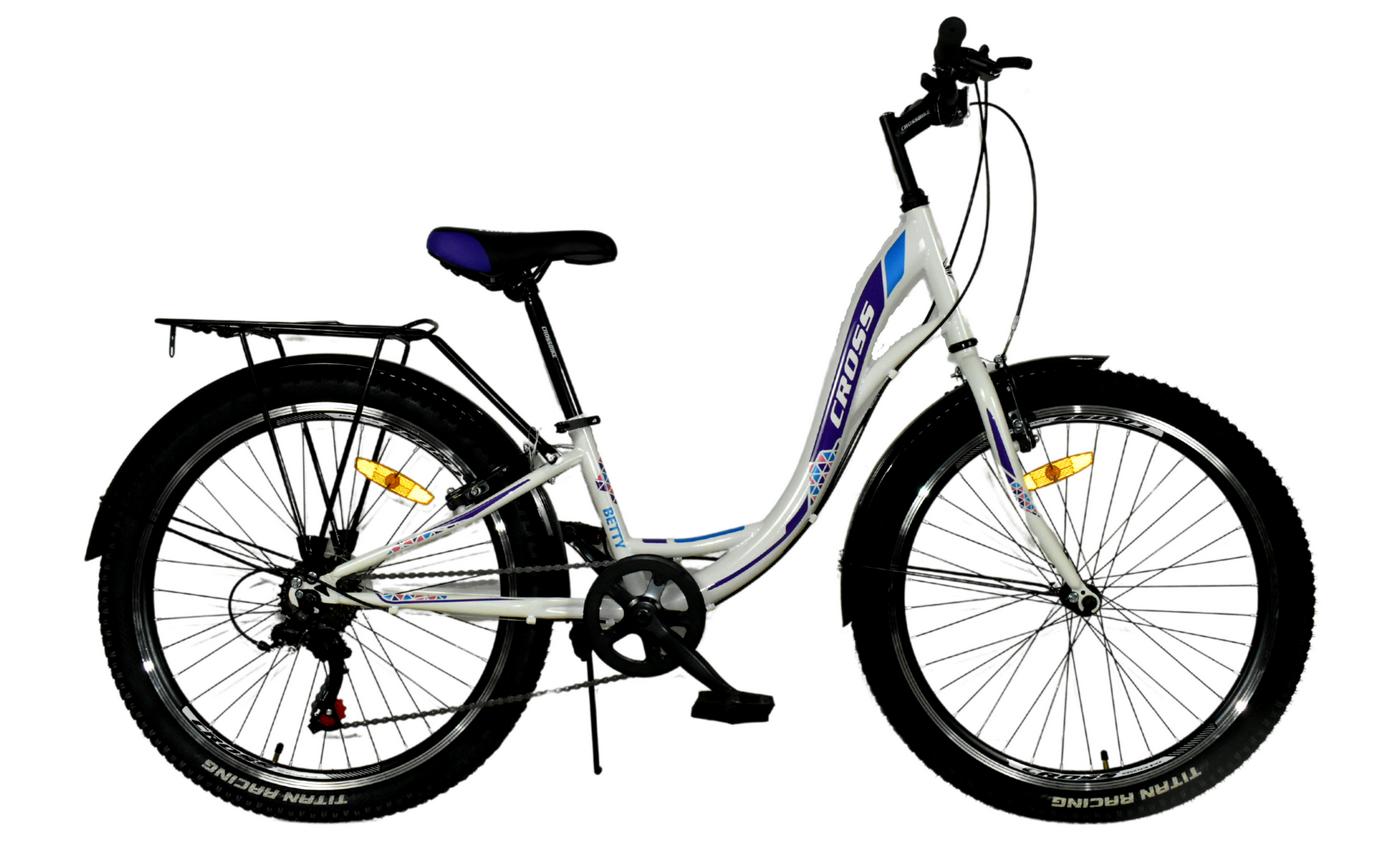 Фотографія Велосипед Cross Betty 24 "розмір XXS рама 11 2022 Білий-Фіолетовий