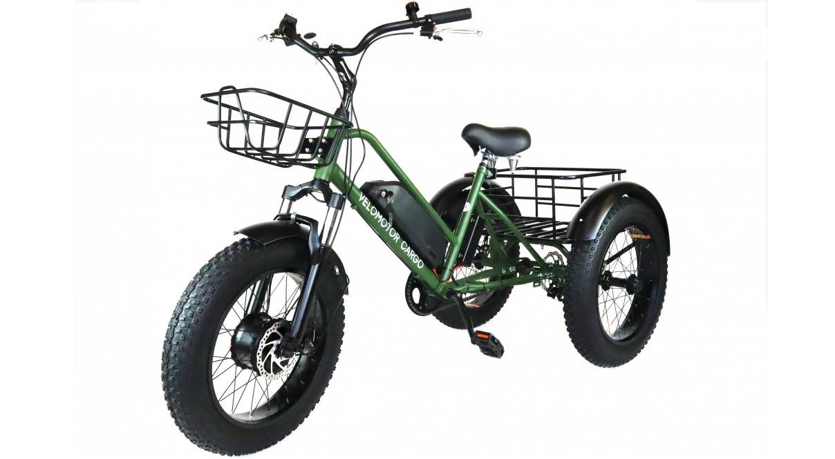 Фотографія Триколісний електровелосипед VELOMOTOR CARGO 500W 48V 15Ah зелений