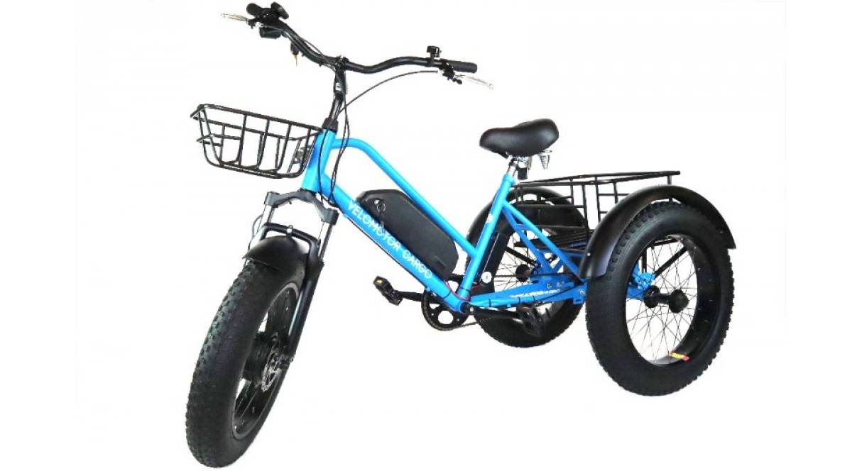 Фотографія Триколісний електровелосипед VELOMOTOR CARGO 500W 48V 15Ah синій