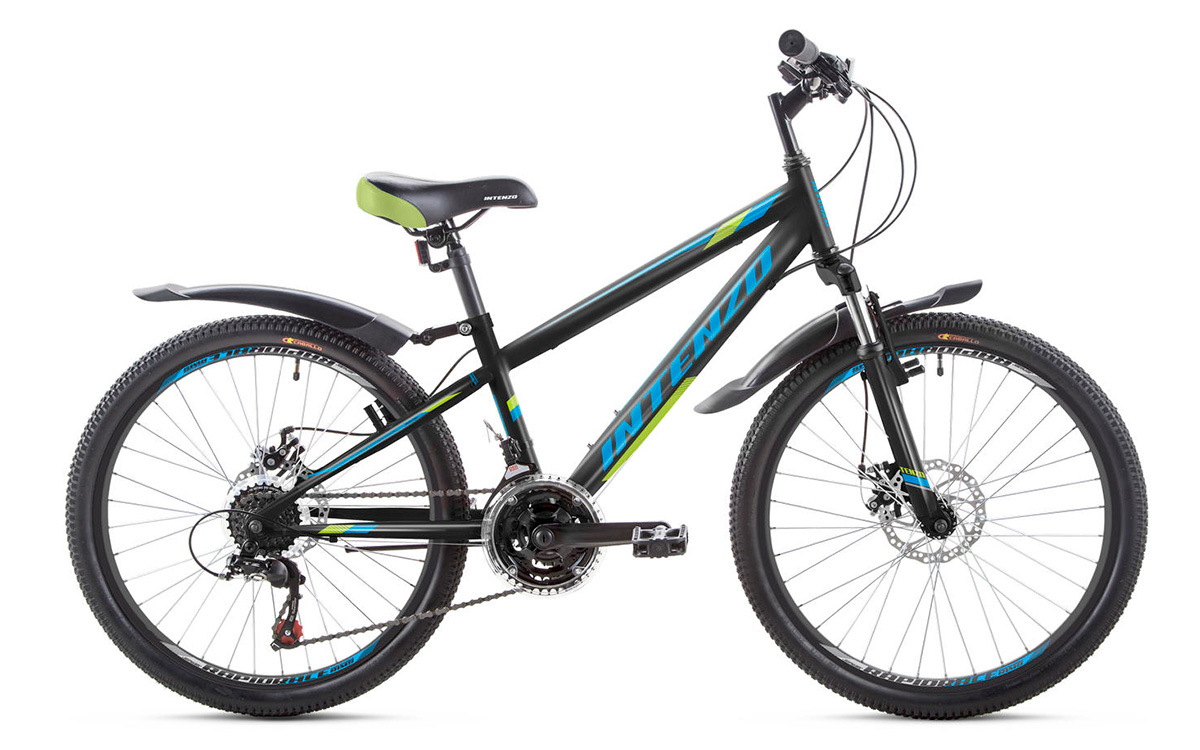 Фотография Велосипед Intenzo DAKAR DISK 24" размер XXS 2024 Черно-зеленый