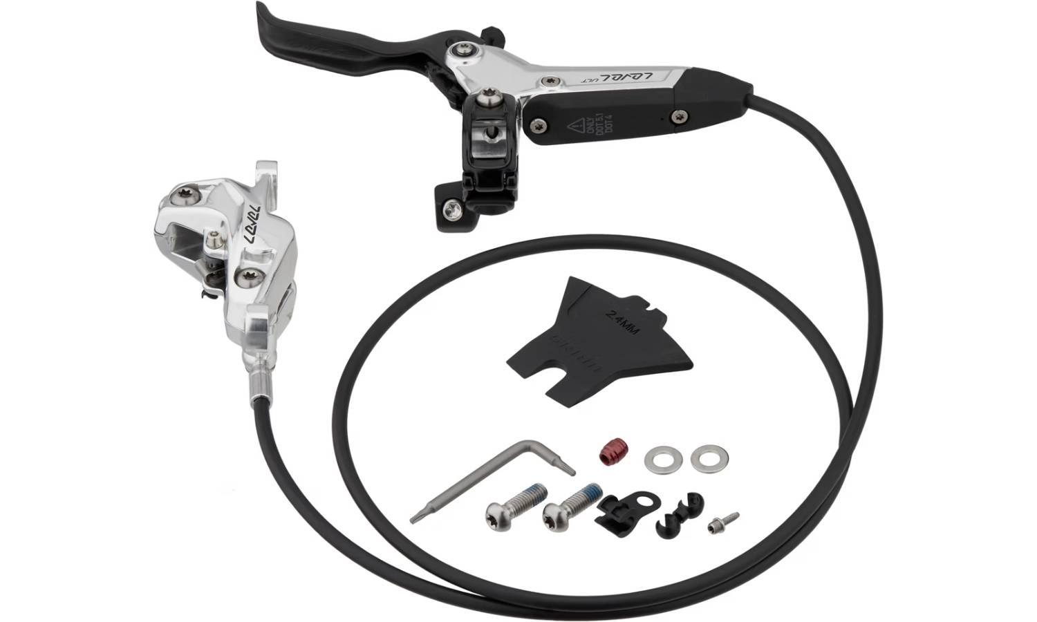 Тормоз дисковый SRAM Level Ultimate Stealth 4 Piston - Carbon Lever, Ti Hardware, Reach Adj, Clear Ano Front 950mm Hose  8