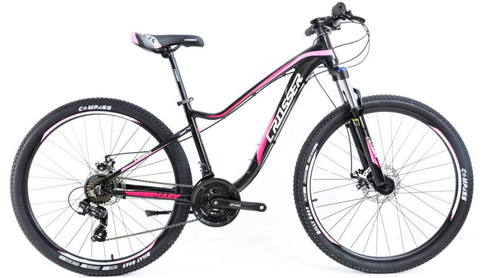 Фотографія Велосипед Crosser Mary 27,5 розмір S рама 15,5 2021 Чорно-рожевий