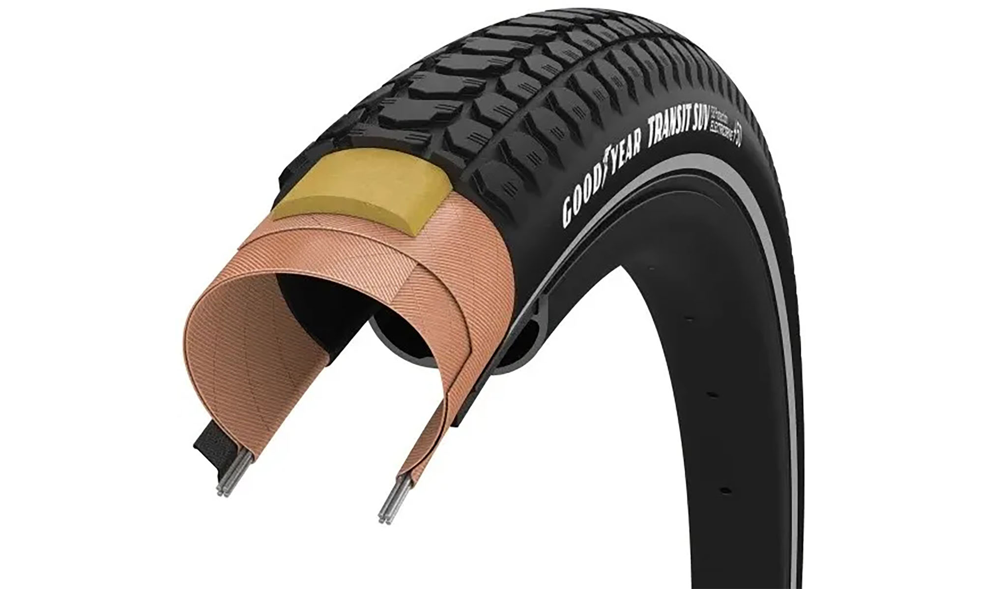 Покришка GoodYear Transit SUV S3: 700x40 (40-622), Protection, Wire, Black + reflective strips, 60tpi 