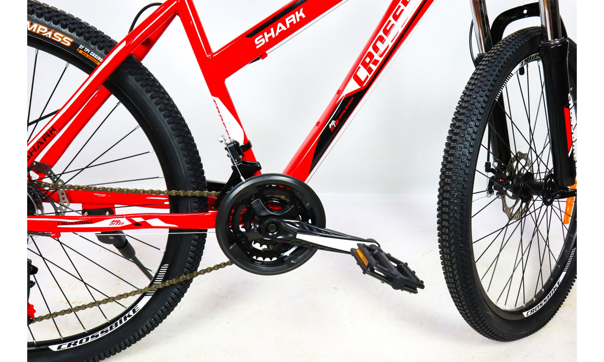 Велосипед CrossBike Shark GIRL 26", размер M, рама 17", 2021, Красный-Белый-Черный 2 Велосипед CrossBike Shark GIRL 26", размер M, рама 17", 2021, Красный-Белый-Черный 2