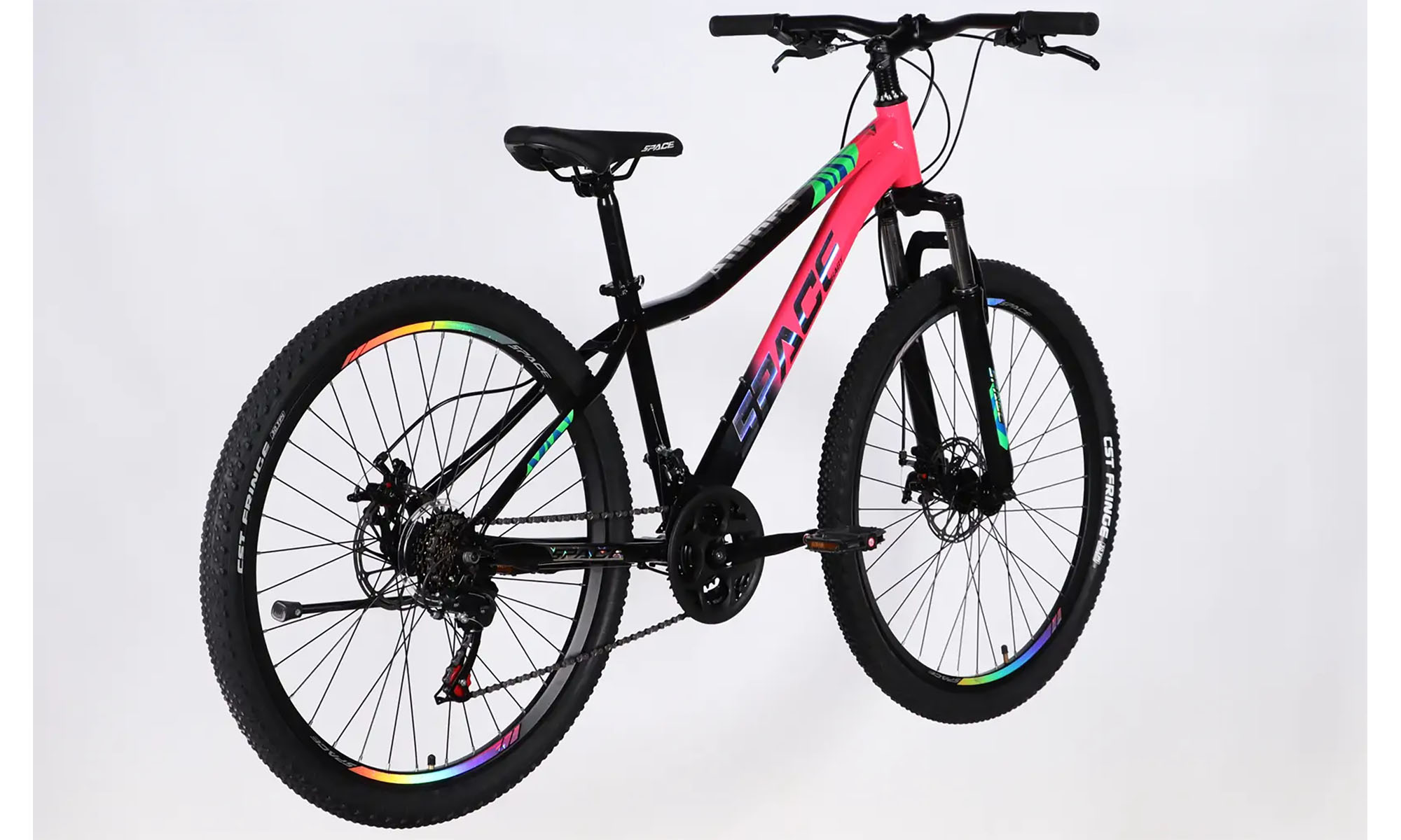 Велосипед SPACE AURORA DD FR 27.5", размер S рама-15", год 2026, розово-черный 3