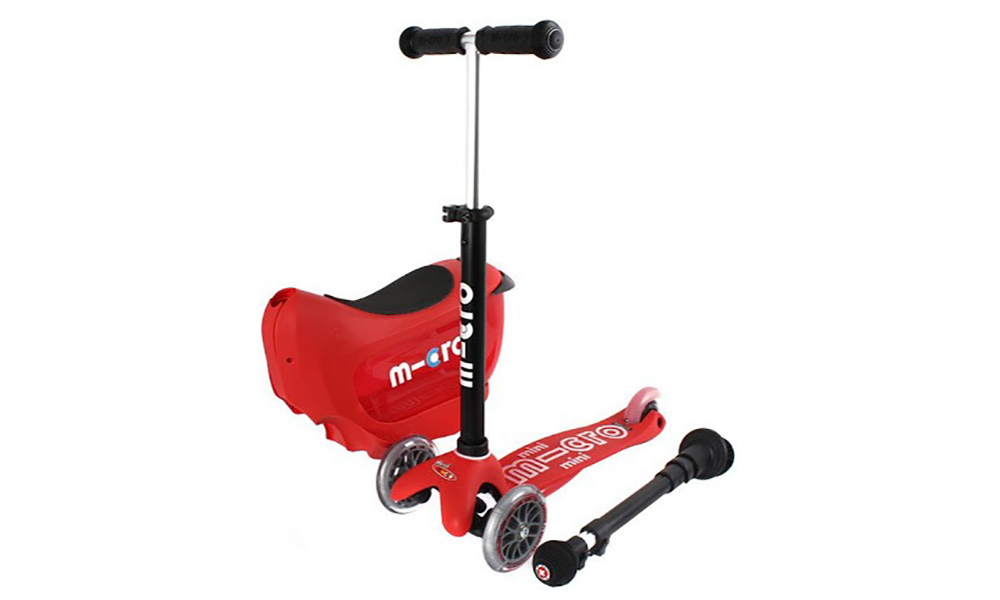 Самокат детский с ручкой Mini Micro 2go Deluxe Plus Красный 2 Самокат детский с ручкой Mini Micro 2go Deluxe Plus Красный 2