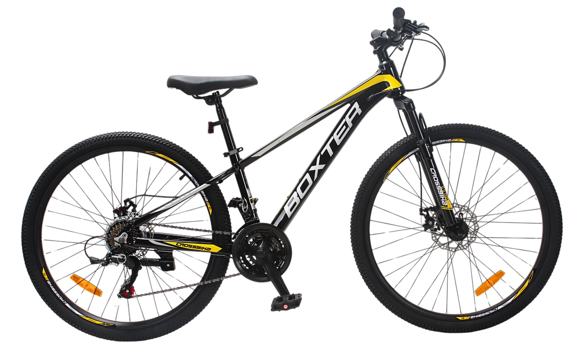 Велосипед CrossBike BOXTER 26", размер XS, рама 12.5", год 2026, Чёрный-Жёлтый-Серый 