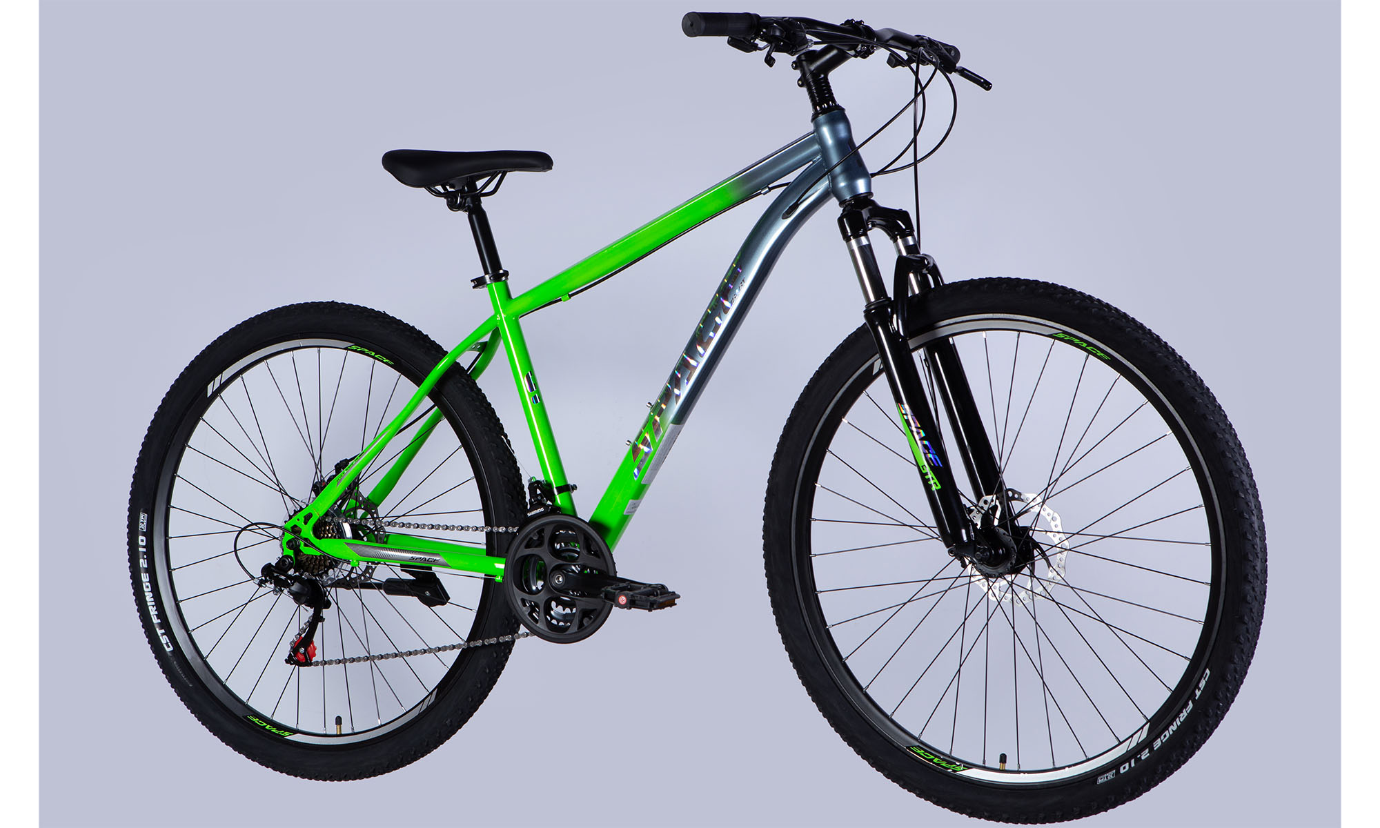 Велосипед SPACE MARS DD FR 29", размер S, рама 16", 2025, зелено-серебристый 2