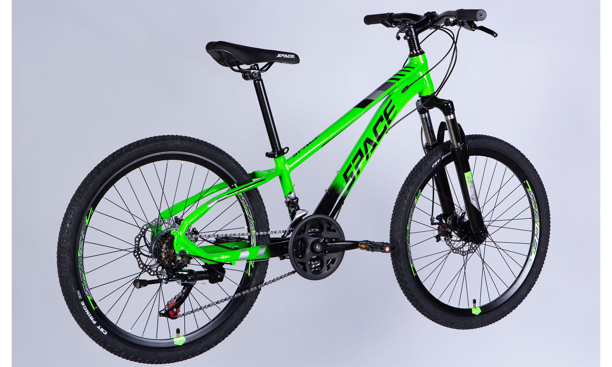 Велосипед SPACE MERCURY DD FR, 24", размер XXS, рама 11", 2025, зелено-черный 2 Велосипед SPACE MERCURY DD FR, 24", размер XXS, рама 11", 2025, зелено-черный 2