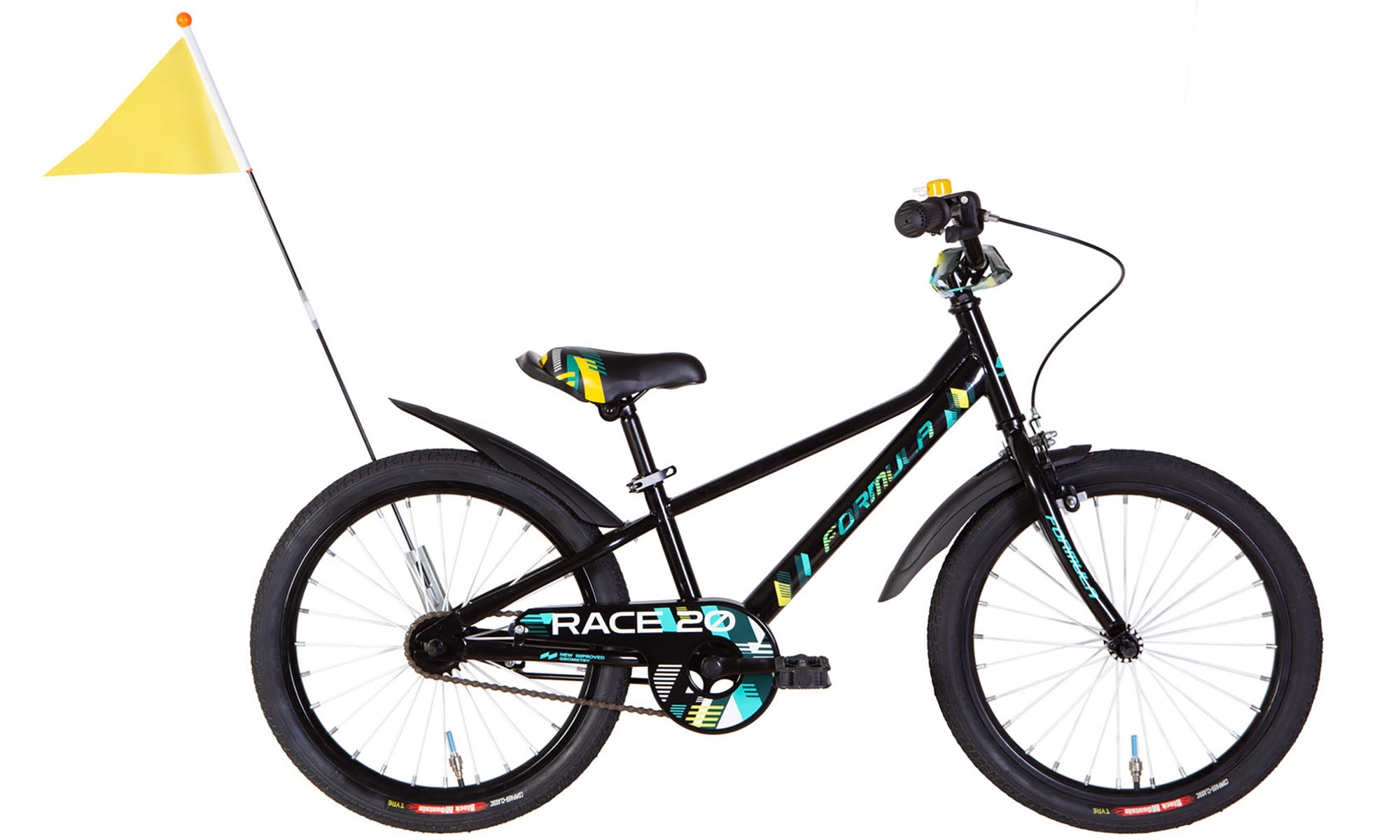 Велосипед Formula Kid RACE BH 20", размер XXS, рама-10", год 2026, черный с желтым 