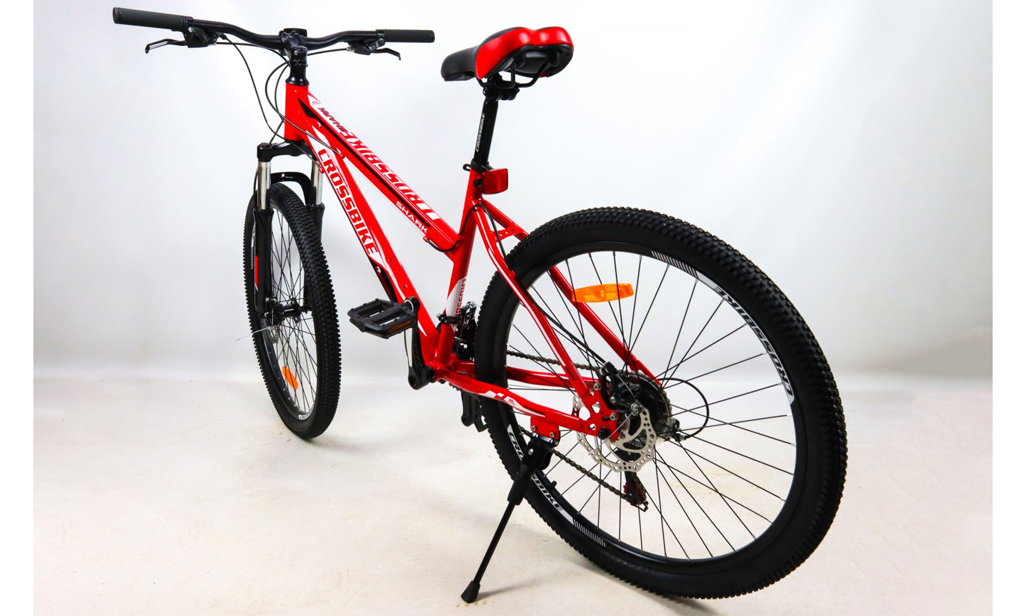Фотографія Велосипед CrossBike Shark GIRL 26", размер M, рама 17", 2021, Красный-Белый-Черный 4