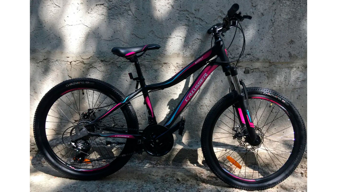 Фотографія Велосипед Crosser Sweet 24" розмір XXS рама 14 2021 Чорно-рожевий
