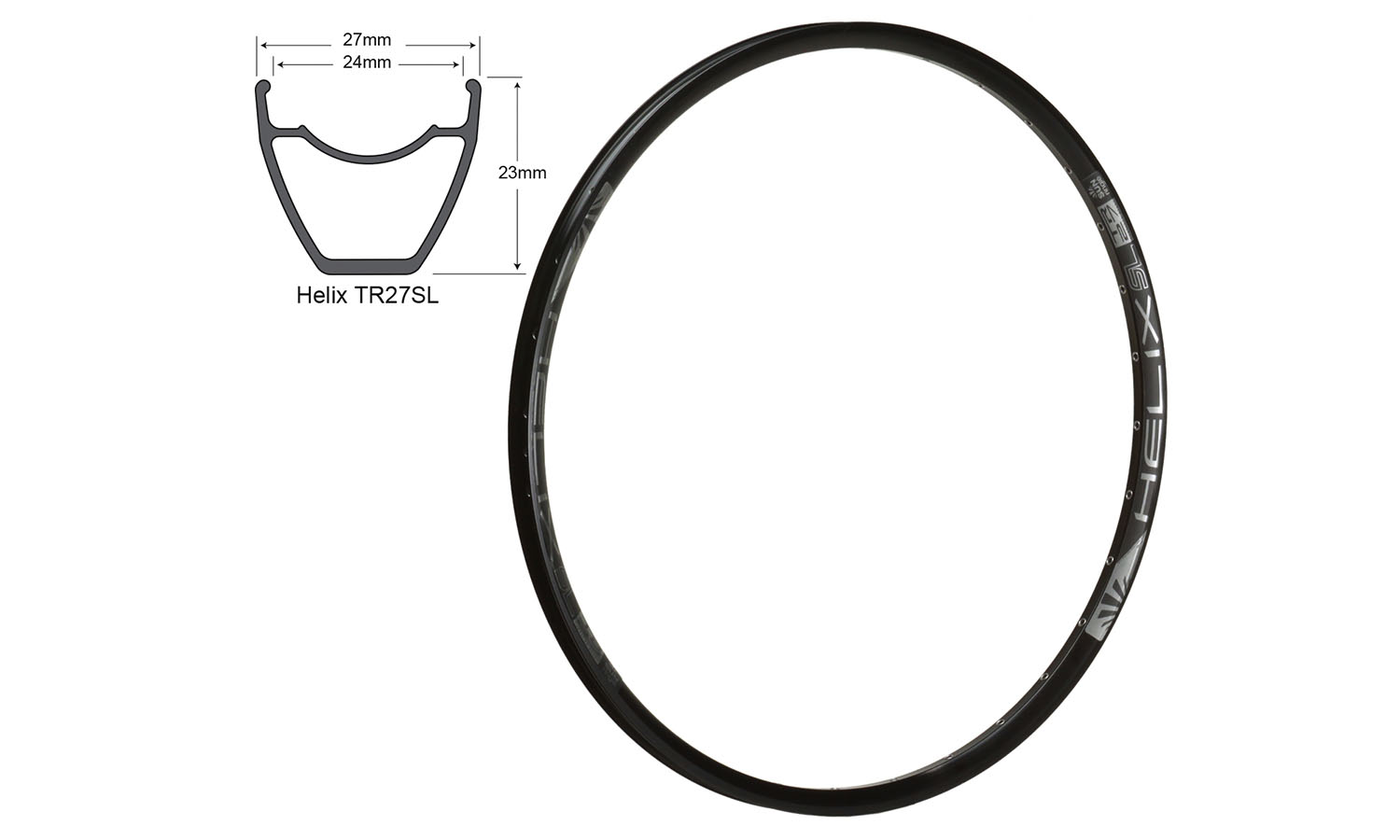 Фотография Обод SunRinglé Helix TR27 SL 27,5" 32 отв, черный, tubeless ready