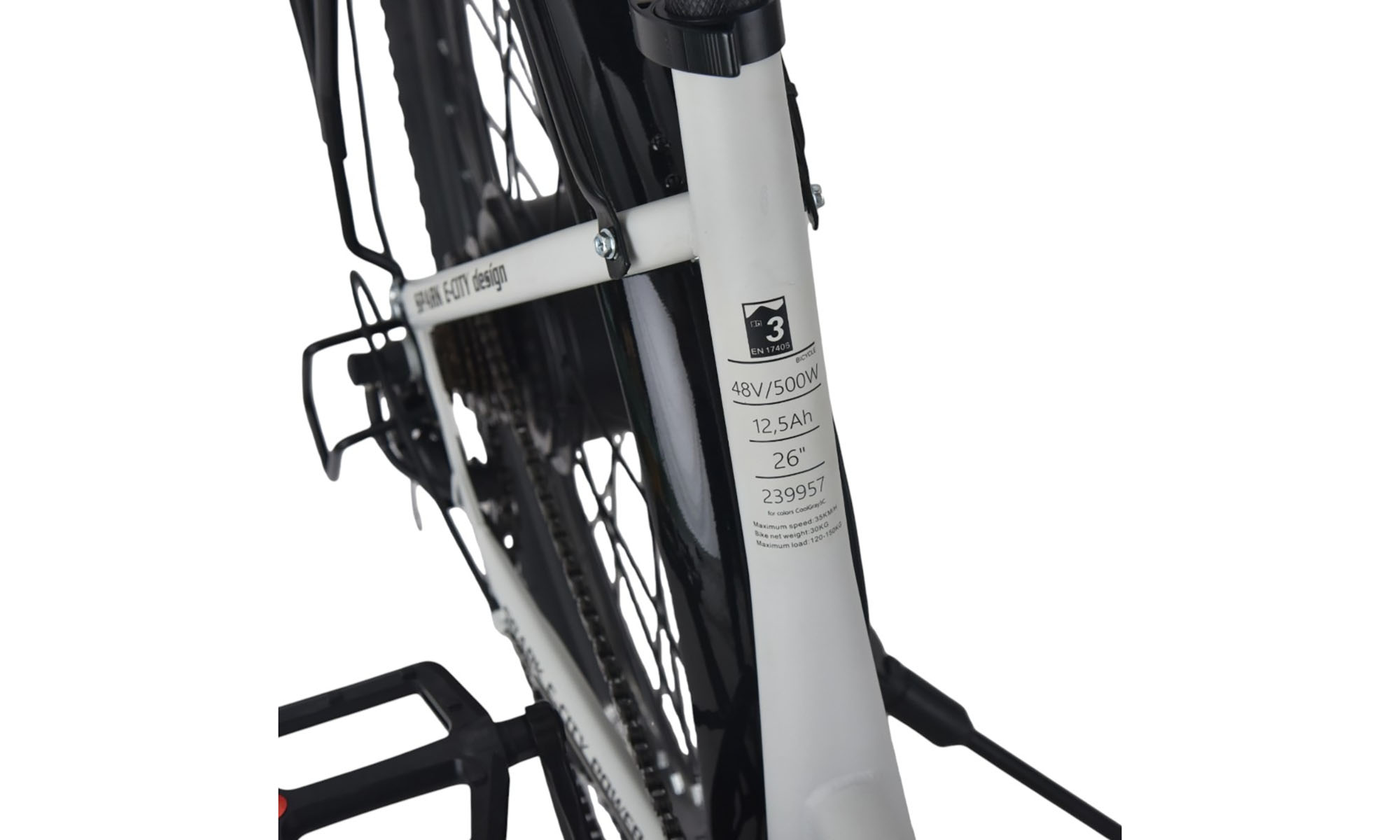 Велосипед с электромотором SPARK E-CITY EASY WAY 26", размер M, рама 17", 48V/500W/12,5Ah, год 2026, серый матовый 3