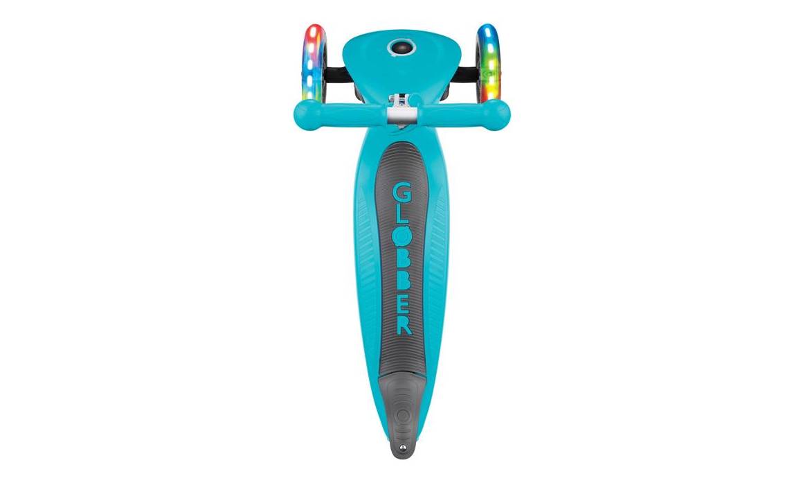 Фотография Самокат GLOBBER PRIMO FOLDABLE LIGHTS, бирюзовый, колёса с подсветкой, 3+ 5