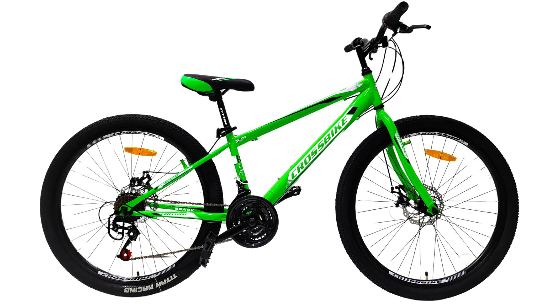 Фотография Велосипед CROSSBIKE Spark D-Al 26", размер XS рама 13" (2024), Зеленый