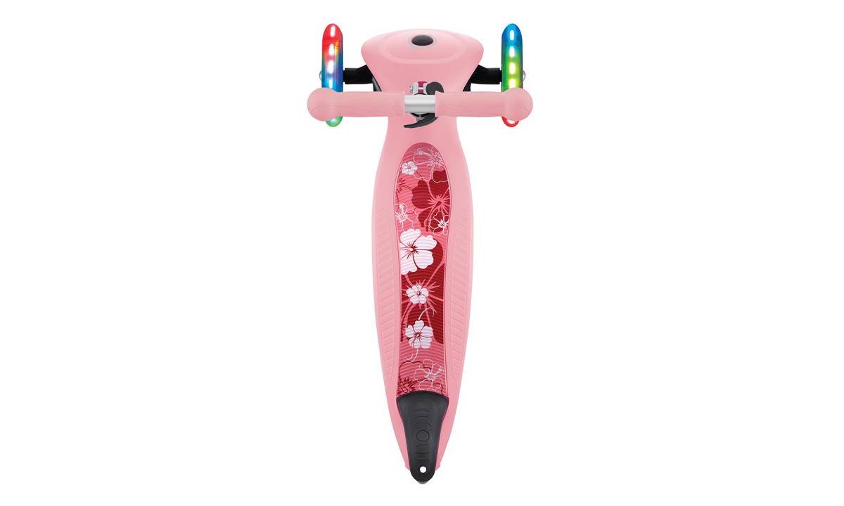 Самокат GLOBBER серії JUNIOR FOLDABLE FANTASY LIGHTS пастельно-рожевий з квітами, 2+ 2 Самокат GLOBBER серії JUNIOR FOLDABLE FANTASY LIGHTS пастельно-рожевий з квітами, 2+ 2