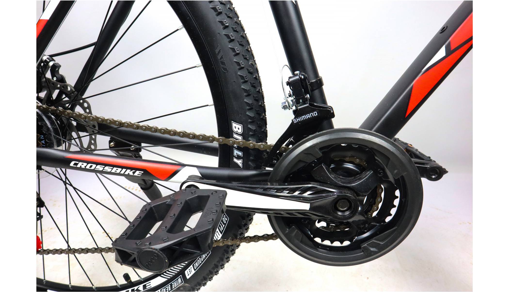 Фотография Велосипед CrossBike Racer 27.5", размер M рама 17" (2023), Черный-Красный 4