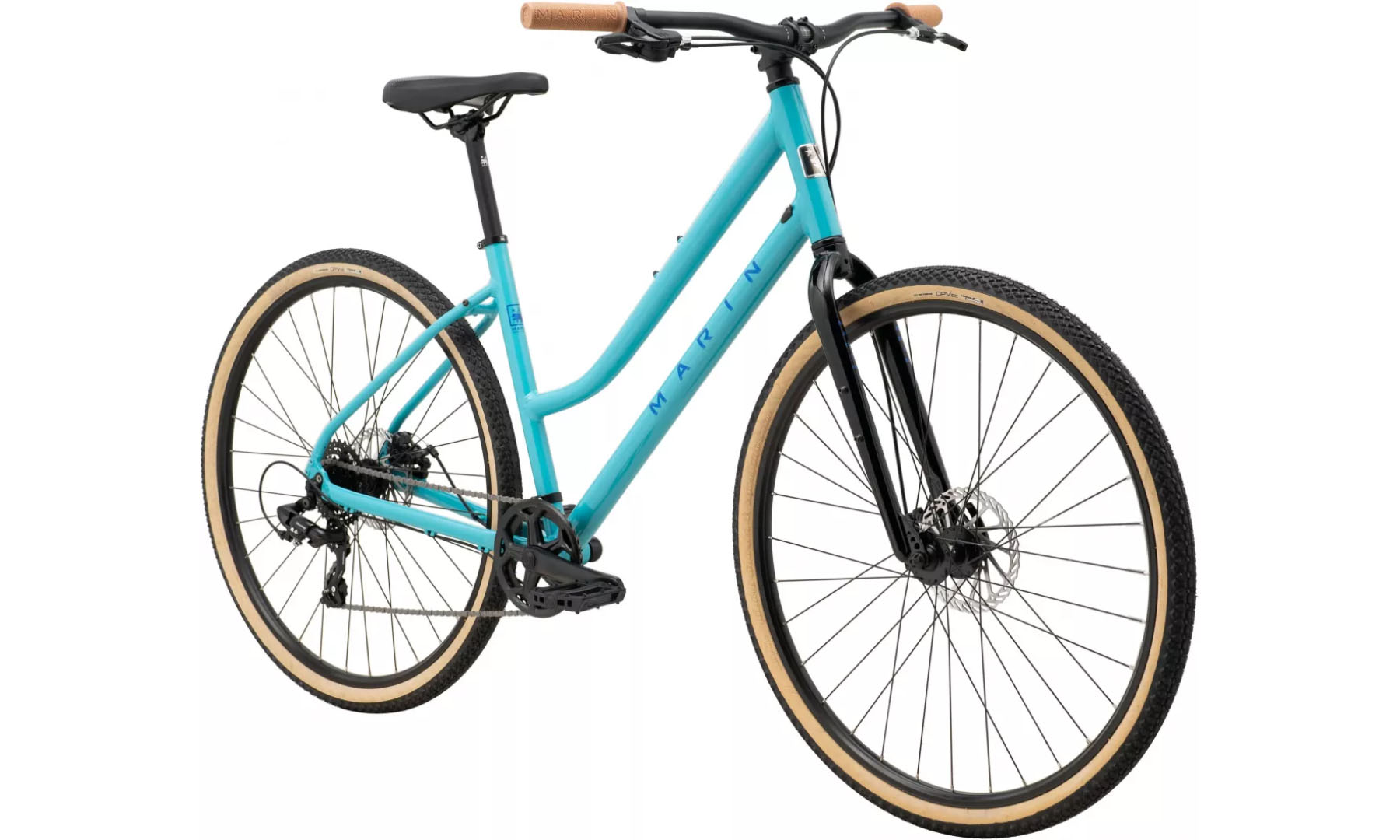 Фотография Велосипед 28" Marin Kentfield 1 ST размер рамы L 2024 Gloss Light Blue/Black/Brown 3