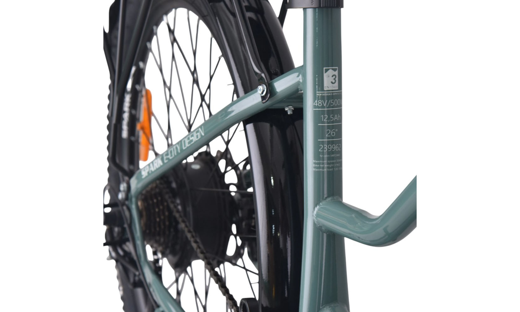 Велосипед с электромотором SPARK E-CITY EASY GO 26", размер M, рама 17", 48V/500W/12,5Ah, год 2026, серо-оливковый 4