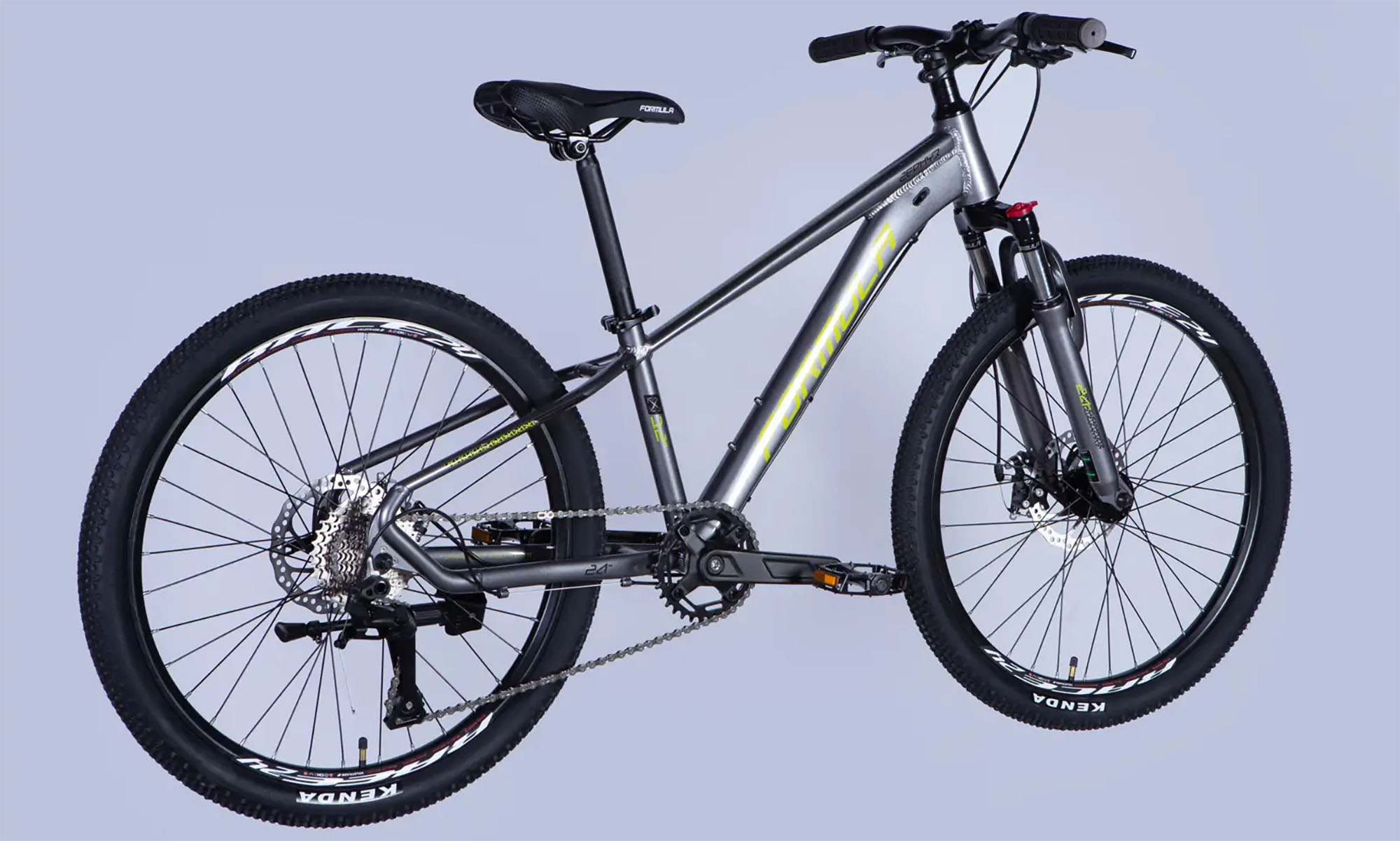 Велосипед Formula ZEPHYR 3.0 DD CS, 24", размер XS, рама-12", год 2026, серый с зеленым 2