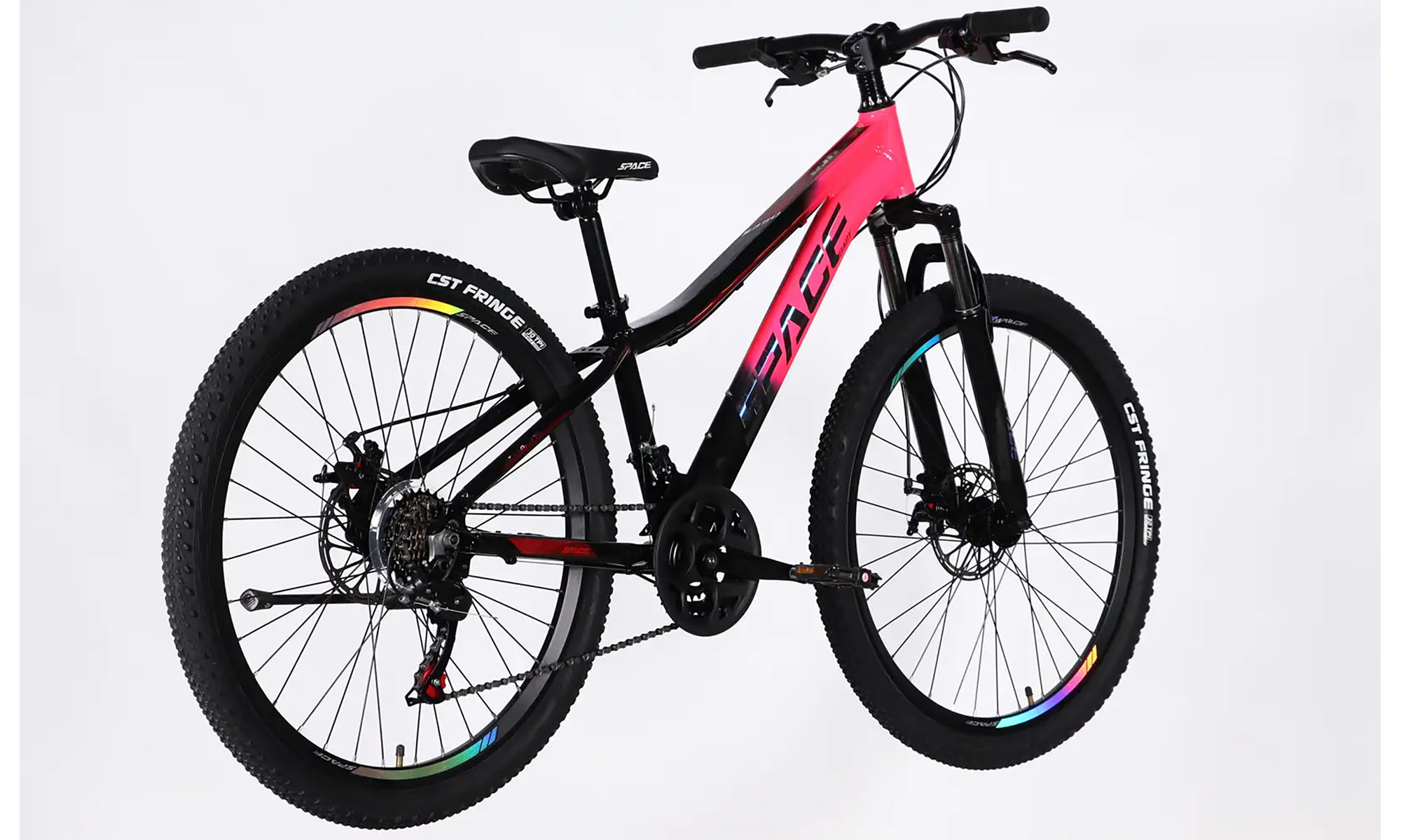 Велосипед SPACE LYRA DD FR, 26", розмір XS, рама-13", рік 2026, рожево-чорний 3