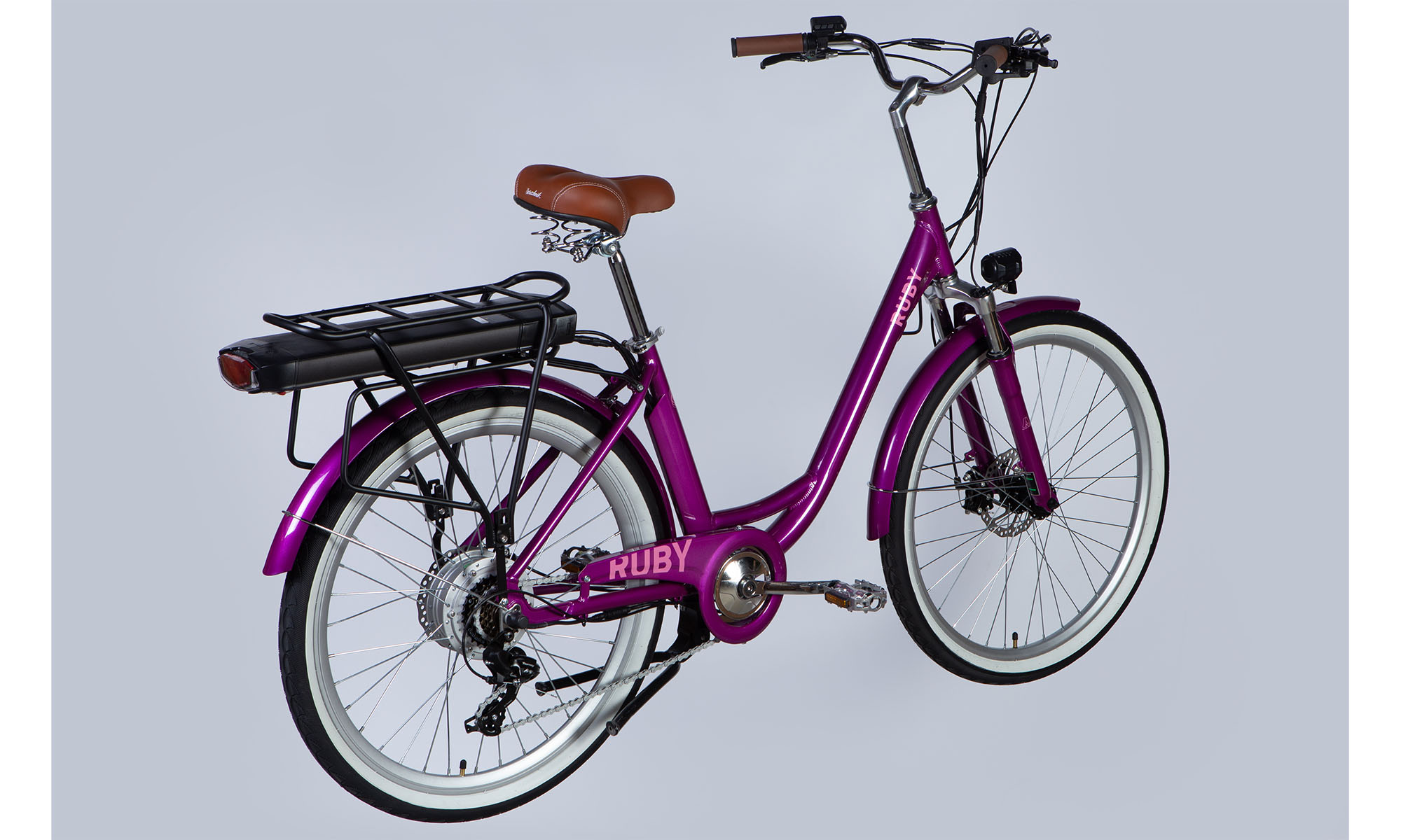 Велосипед з електроприводом Dorozhnik eRUBY DD FR 26" розмір M рама-17" 48B 12.5А*год 500Вт 2025 пурпурний YS 7809 4