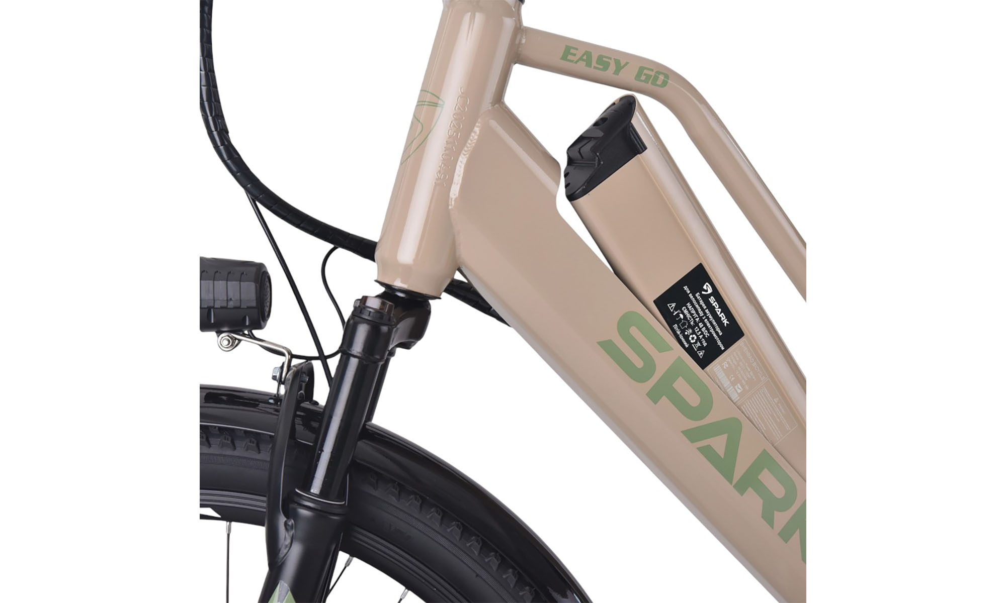 Велосипед с электромотором SPARK E-CITY EASY GO 26", размер M, рама 17", 48V/500W/12,5Ah, год 2026, бежевый 2
