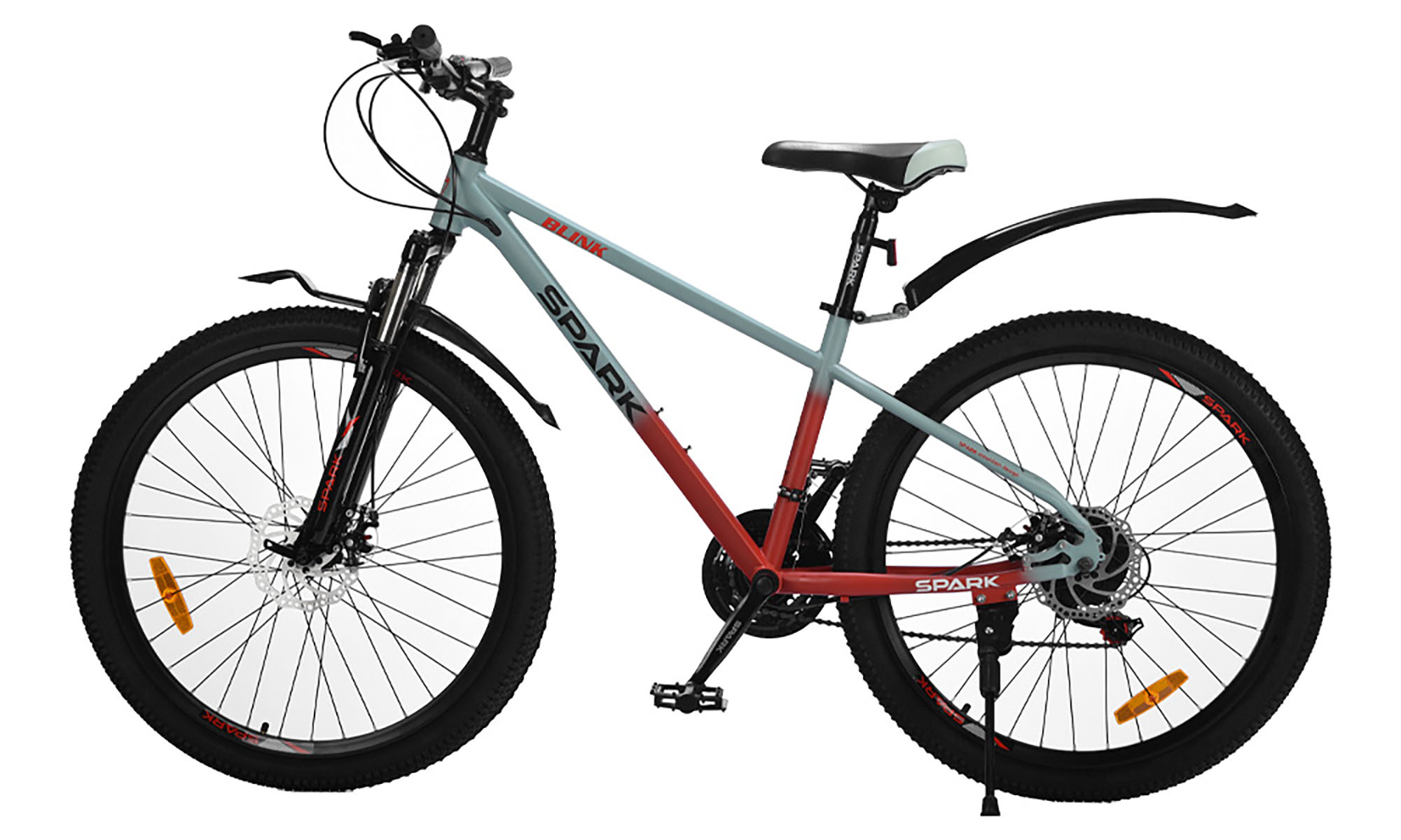 Велосипед SPARK BLINK 26", размер S, рама 15", год 2026, серый с красным 2 Велосипед SPARK BLINK 26", размер S, рама 15", год 2026, серый с красным 2