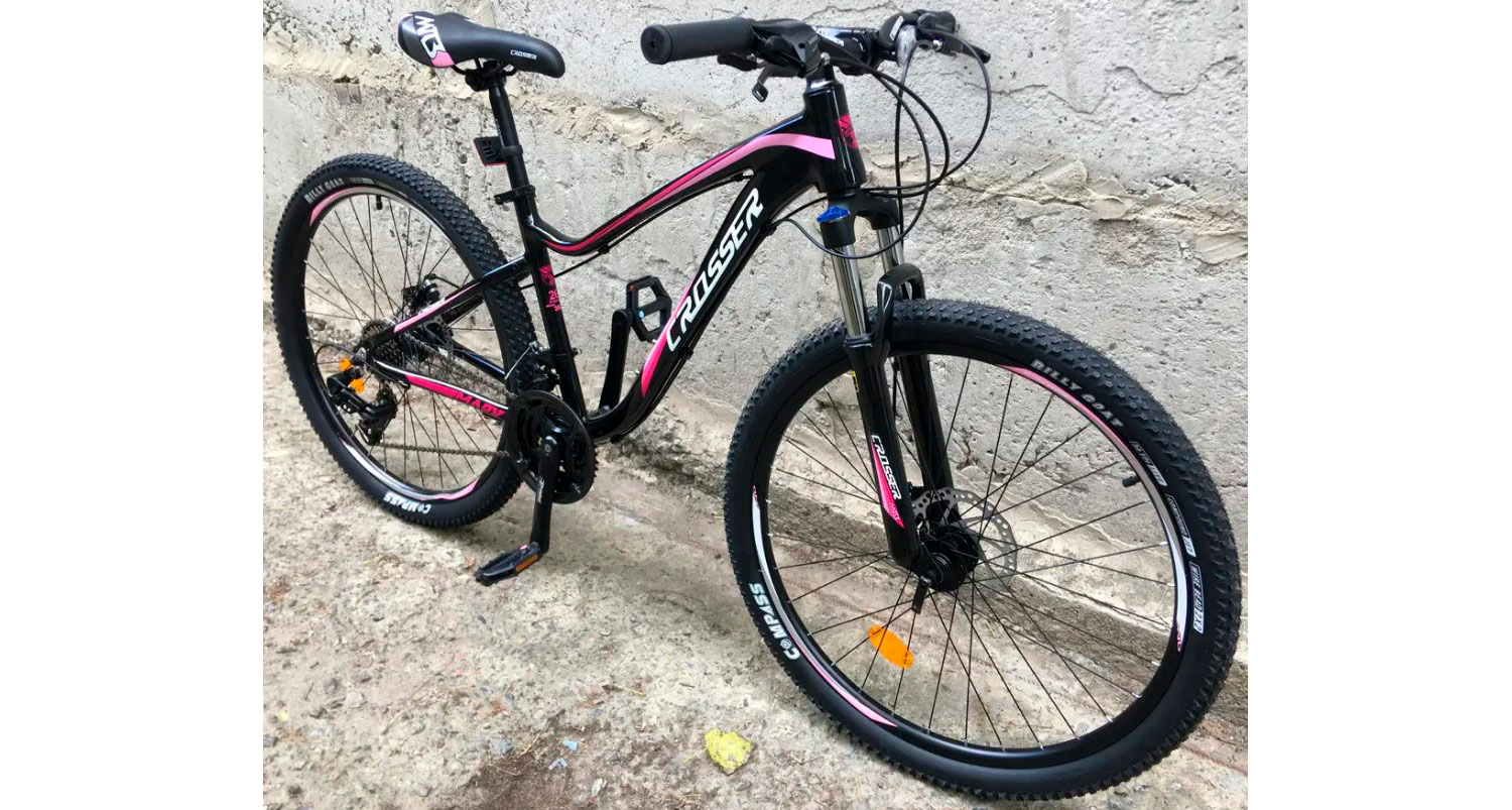 Фотографія Велосипед Crosser Mary 27,5 розмір S рама 15,5 2021 Чорно-рожевий 2