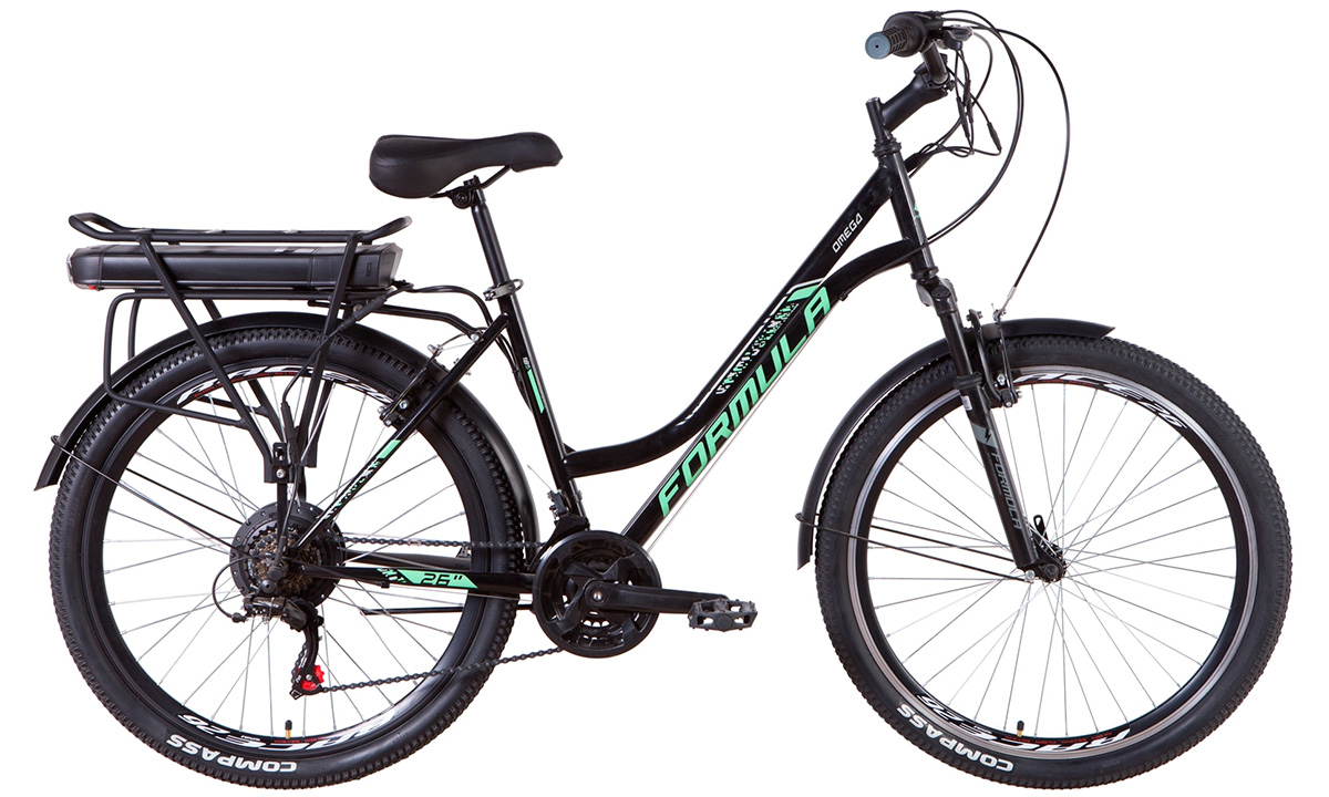 Електровелосипед 26" Formula OMEGA 26" 350W+PAS 8.8 Ah (2021) 2021 Чорно-м'ятний 2
