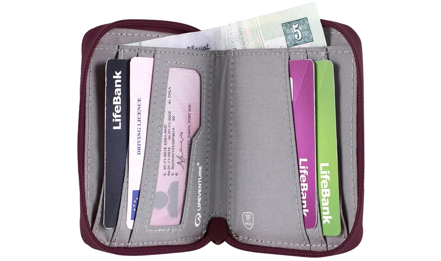 Фотография Кошелек Lifeventure Recycled RFID Bi-Fold Wallet plum 3