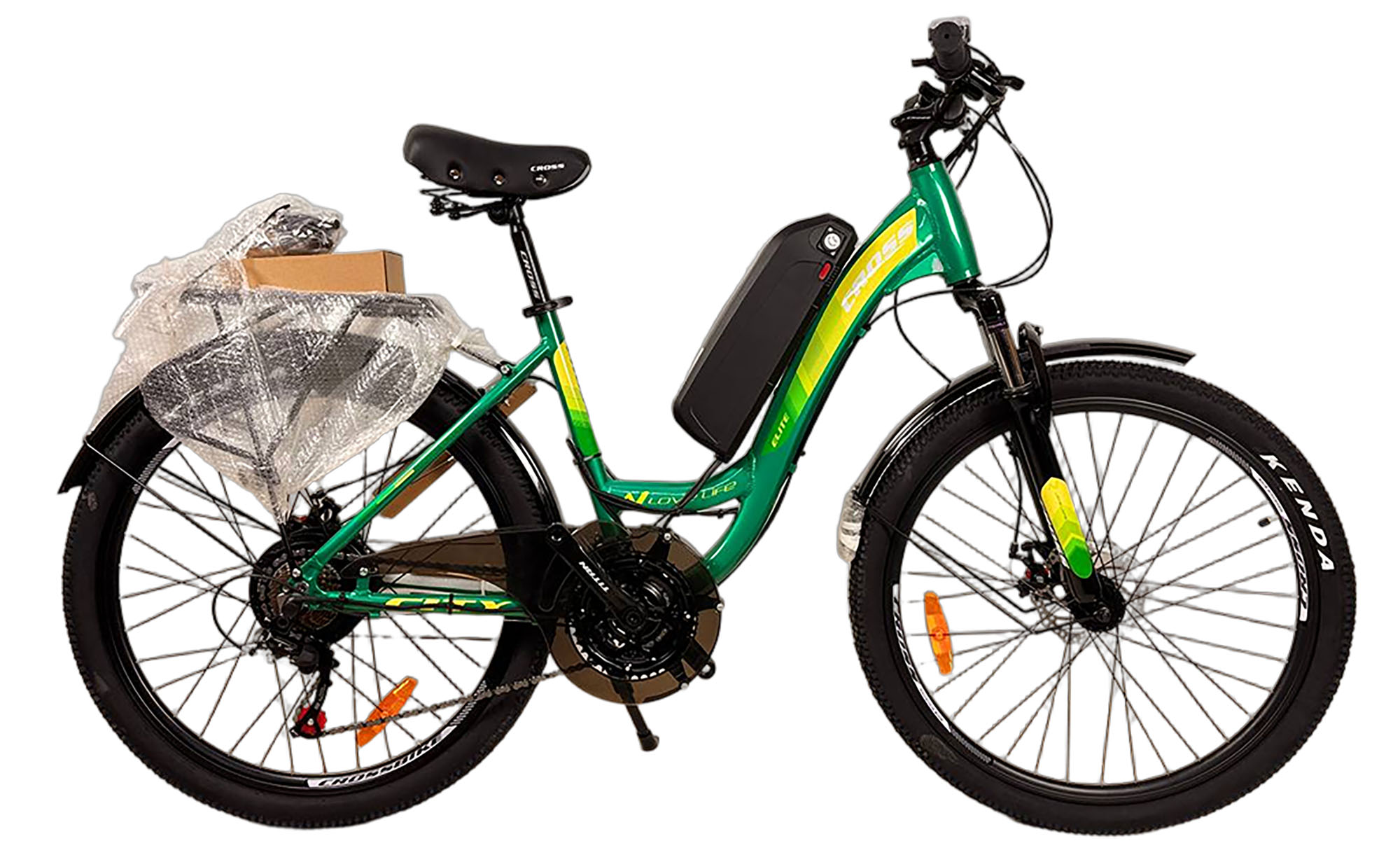 Фотография Электровелосипед Cross Elite 26", размер M, рама 17", 2025, Зеленый 500W 48V 10Ah