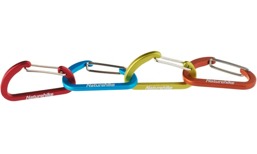 Карабин алюминиевый Naturehike D-type NH15A004-H, 4 см, оранжевый (2 шт.) 