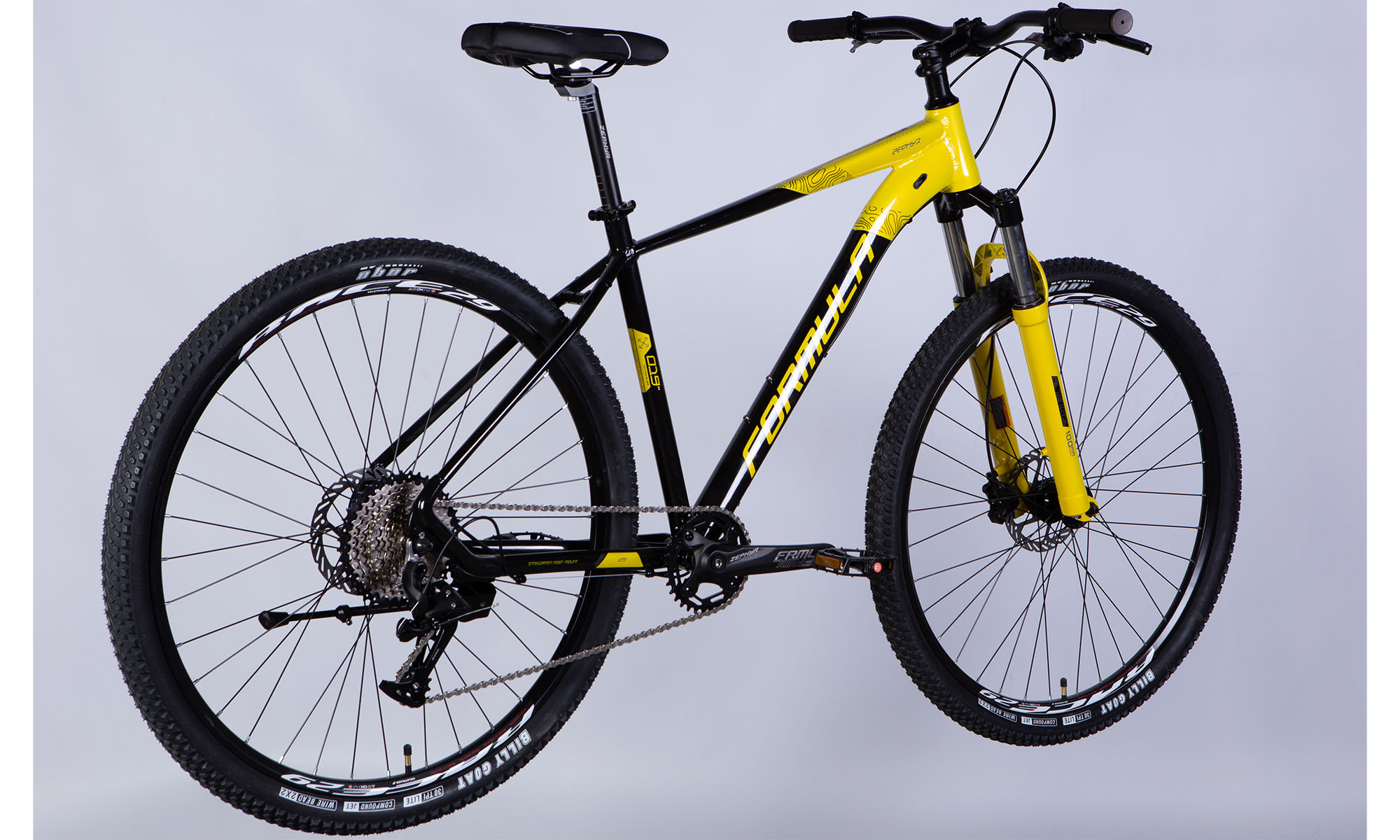 Велосипед Formula ZEPHYR 1.0 DD CS 29", размер L рама-19" 2024, черно-желтый 5