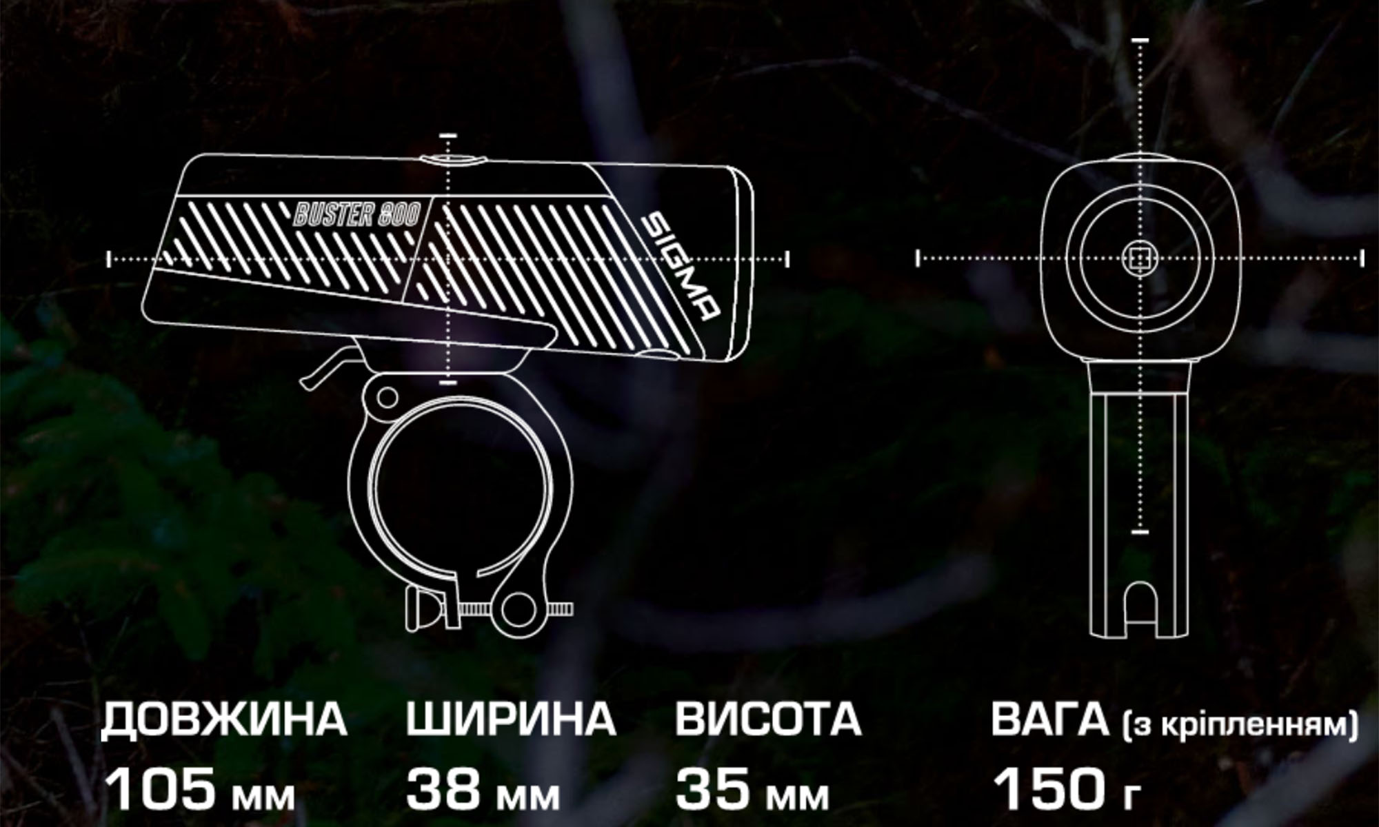 Фара с креплением на шлем Sigma Sport Buster 800 HL 