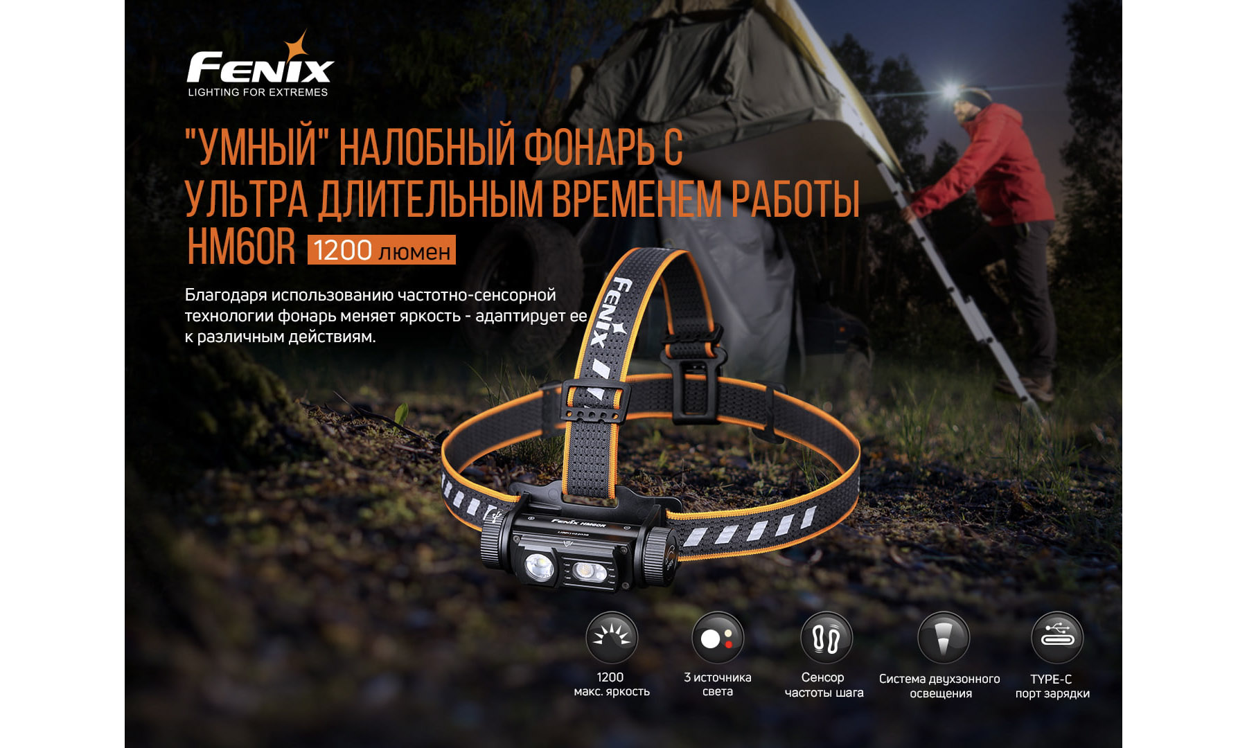 Фонарь налобный Fenix HM60R 5 Фонарь налобный Fenix HM60R 5