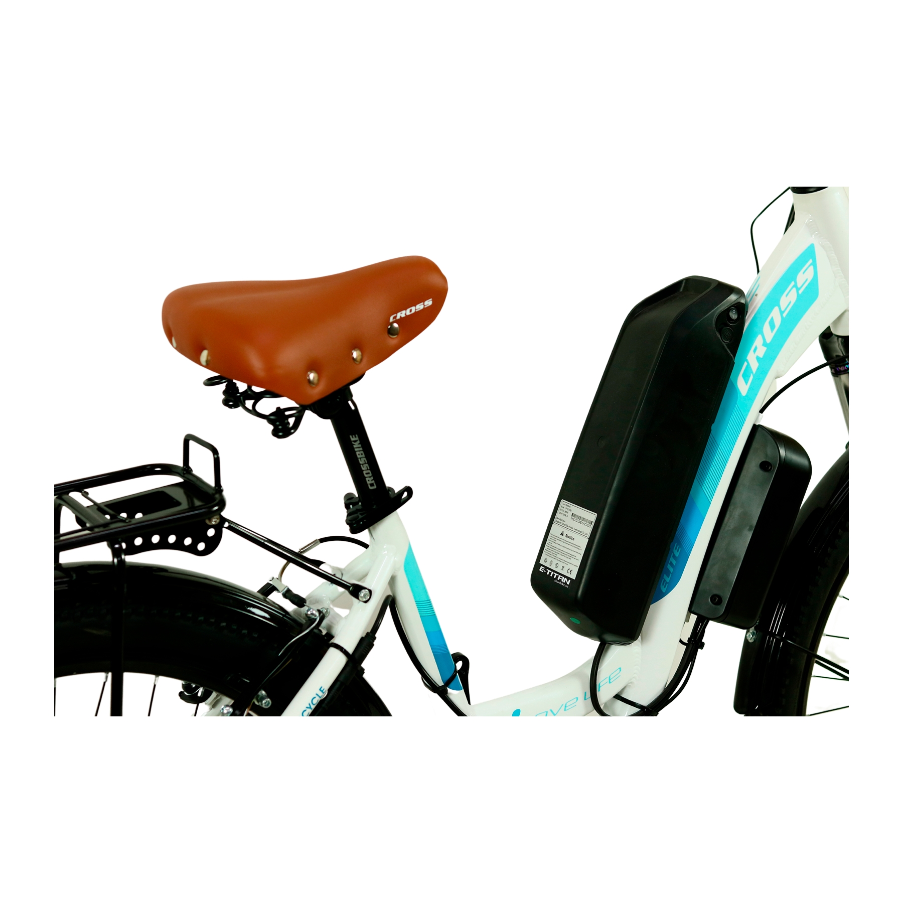 Электровелосипед Cross Elite 26", размер M рама 17", 2022, Белый, 350 W, 10Ah 2