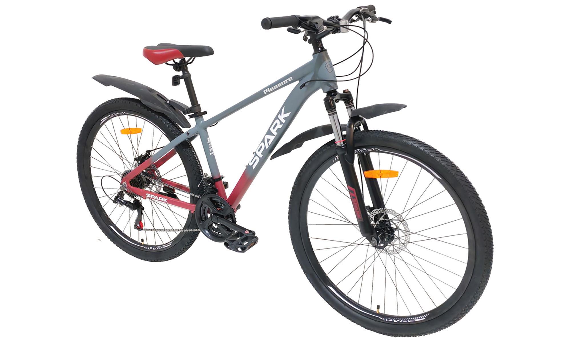 Велосипед SPARK PLEASURE 27,5", размер S, рама 15", 2025, серый с темно-красным 4