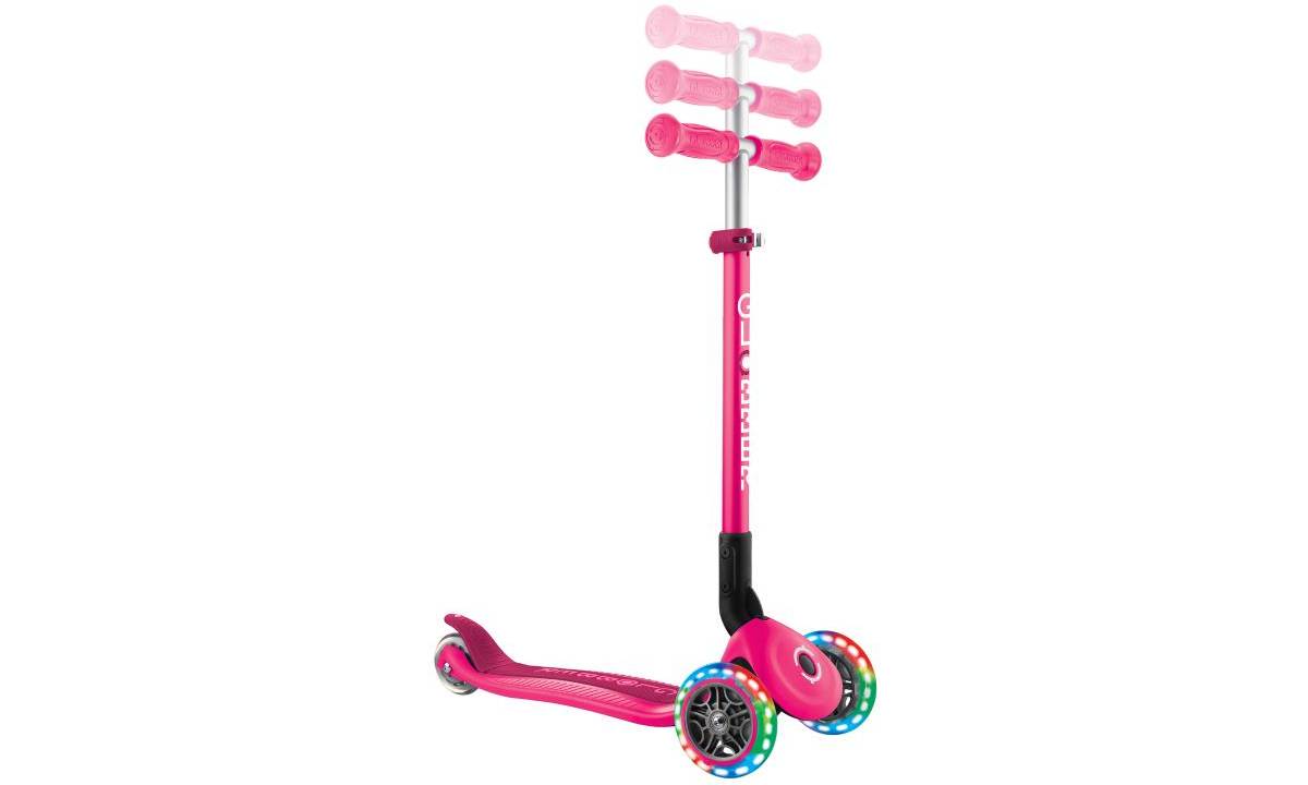 Фотография Самокат GLOBBER PRIMO FOLDABLE LIGHTS, розовый, колеса с подсветкой, 3+ 3