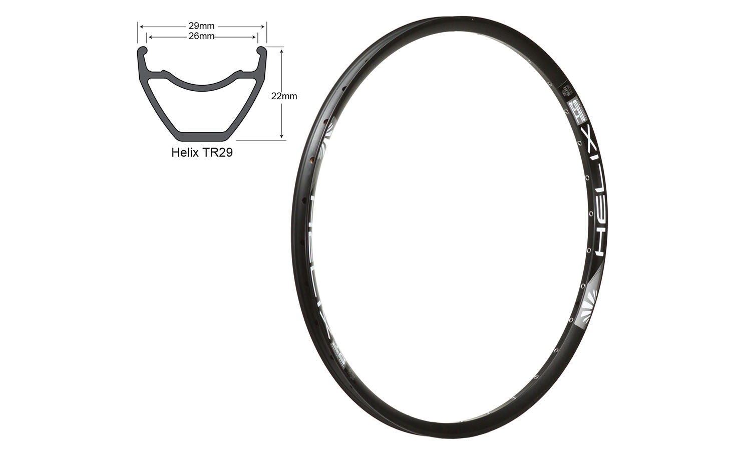 Фотографія Обід SunRinglé Helix TR29 27,5" 32 отв, чорний, tubeless ready