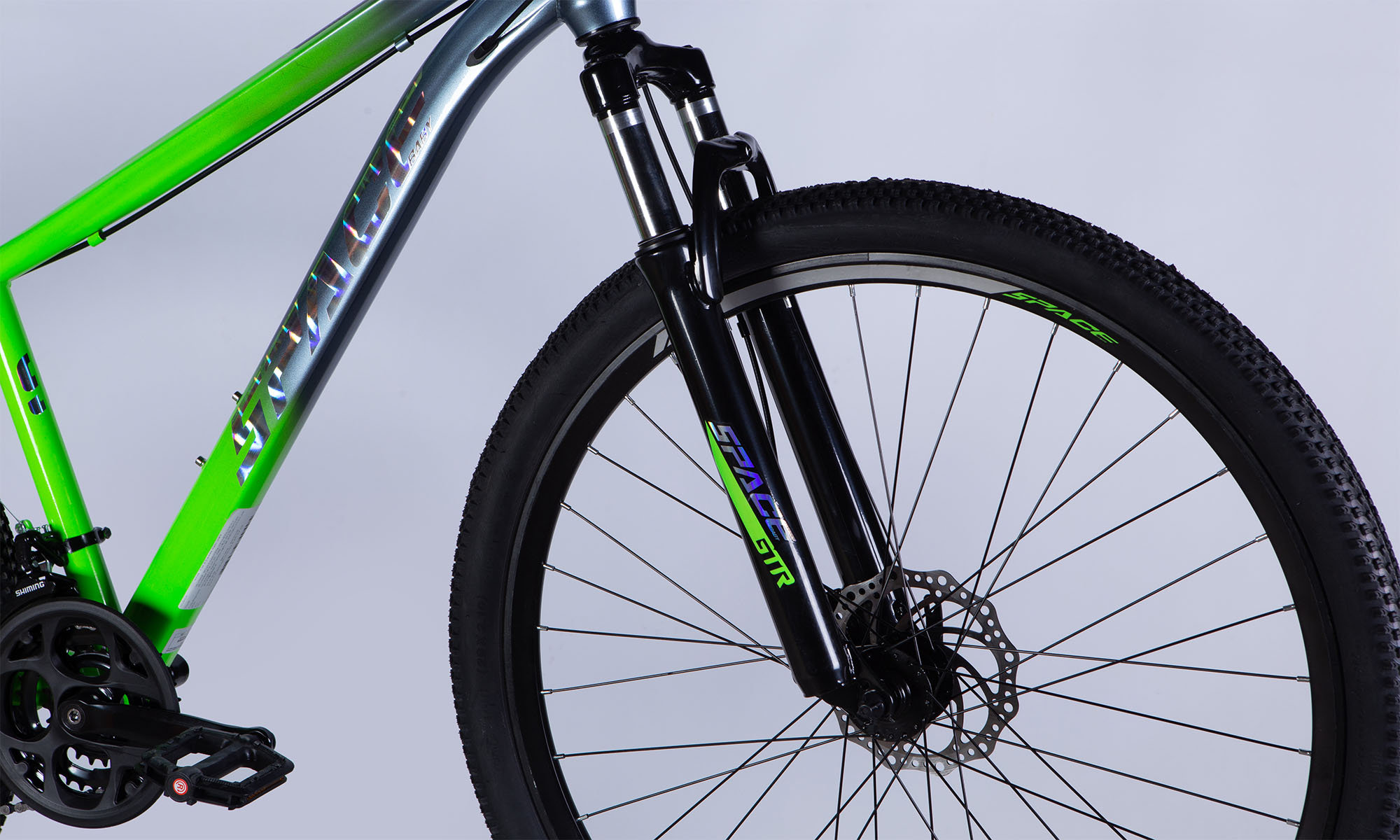 Велосипед SPACE MARS DD FR 29", размер S, рама-16", год 2026, зелено-серебристый 4