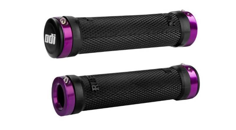 Грипсы ODI Ruffian MTB Lock-On Bonus Pack черные с фиолетовыми замками Грипсы ODI Ruffian MTB Lock-On Bonus Pack черные с фиолетовыми замками