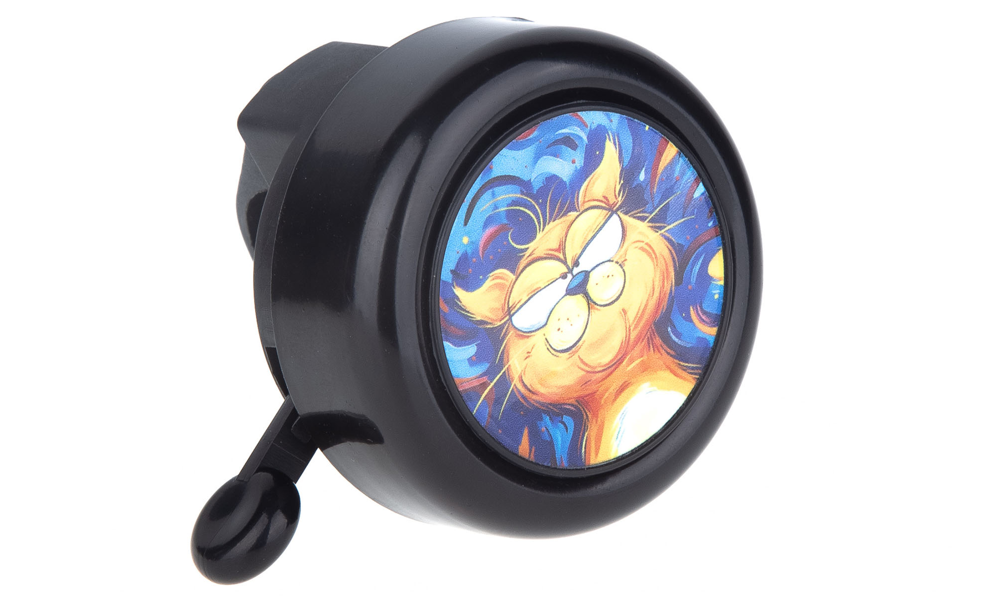 Звонок ONRIDE Rang 10, подозрительный кот, алюминиевый, диаметр руля 22мм, черный  