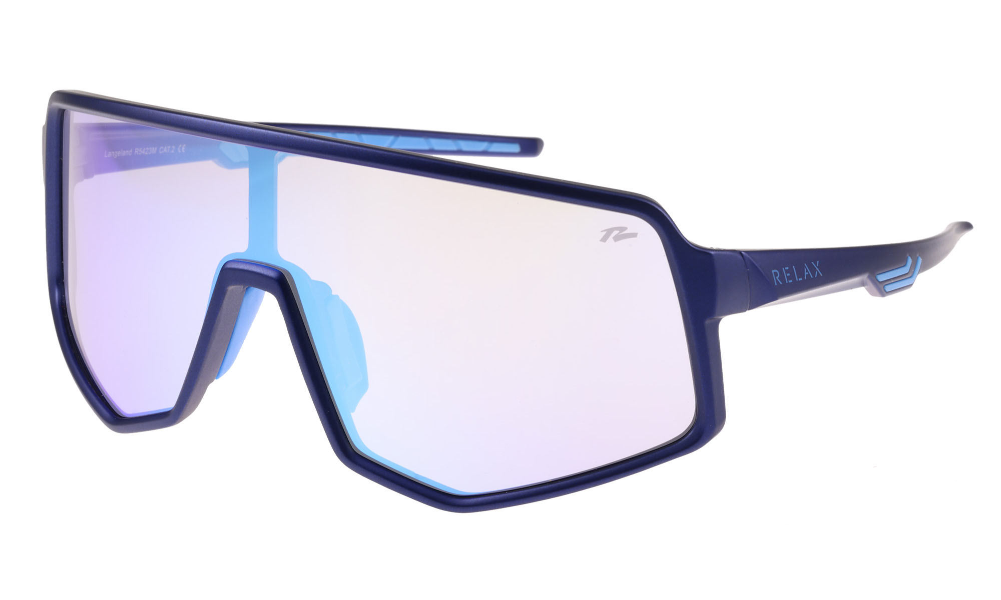 Окуляри Relax Langeland сині матові, лінза smoke (PC), ice blue revo, кат. 3 