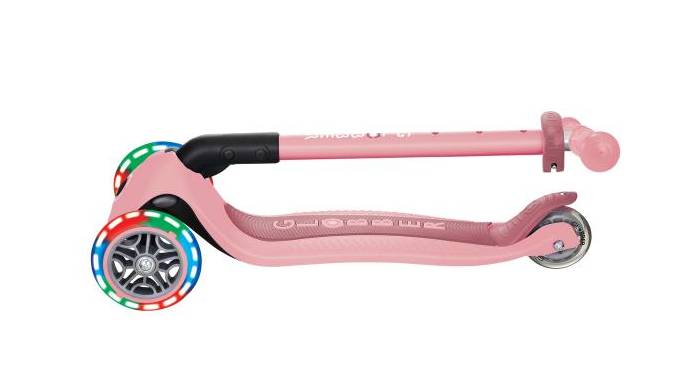 Самокат GLOBBER PRIMO FOLDABLE LIGHTS, пастельно-рожевий, колеса з підсвічуванням, 3+ 6