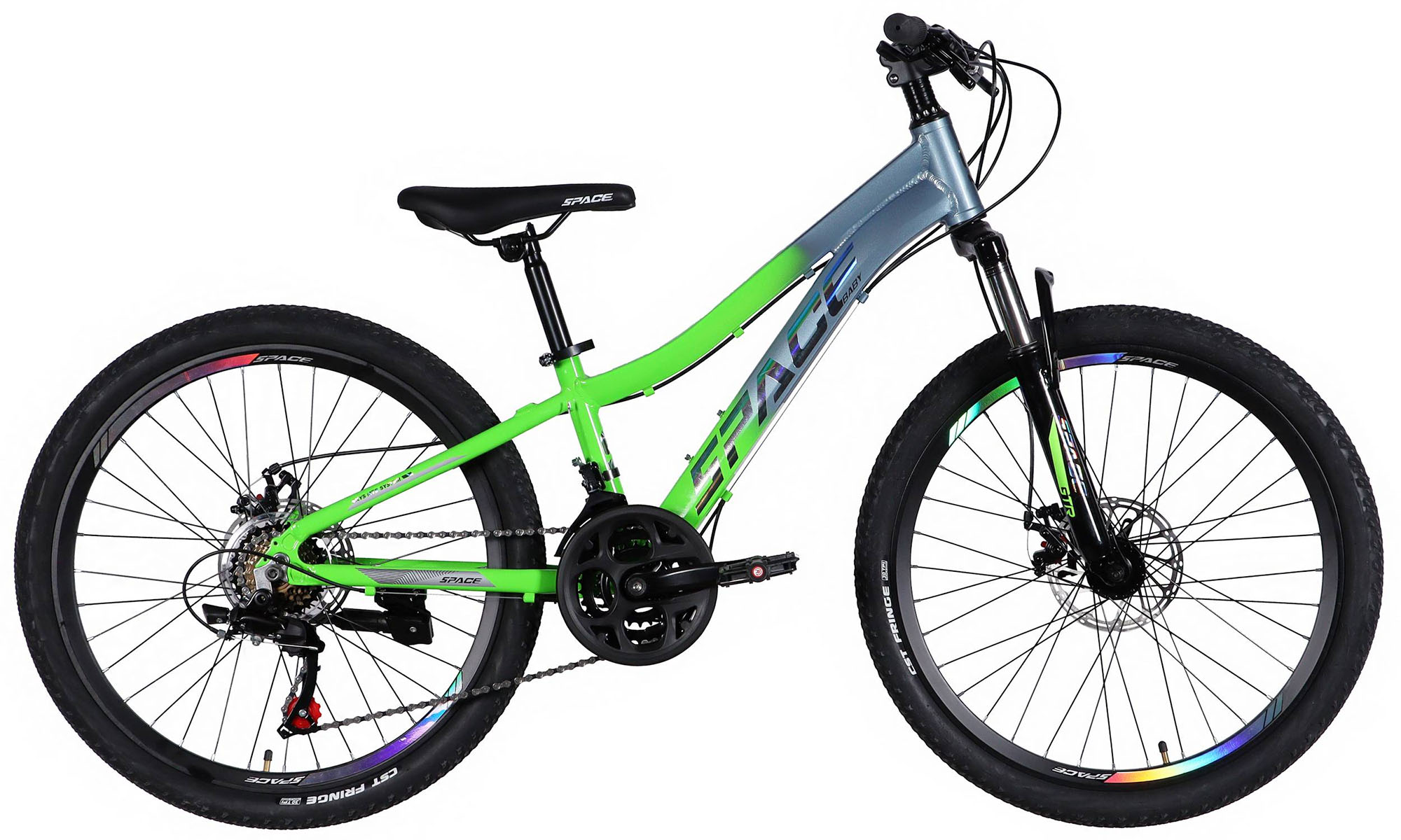 Велосипед SPACE LYRA DD FR 27.5", размер S, рама-15", год 2026, серебристо-зеленый