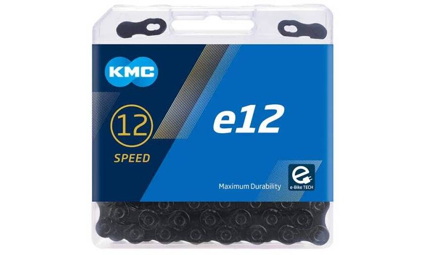 Цепь KMC e12 BlackTech, 12 скоростей, 130 звеньев + замок, черный 