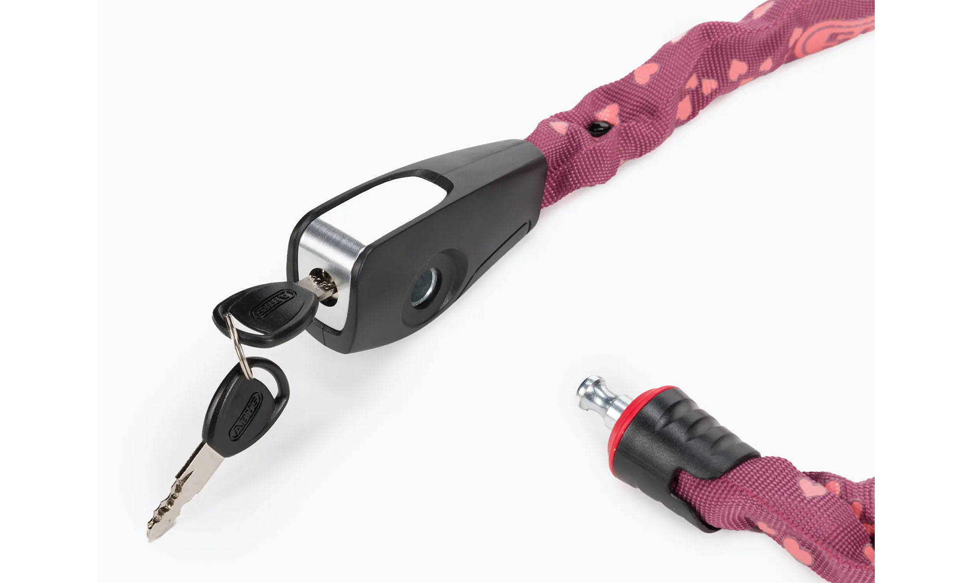 Замок із ланцюгом ABUS 6806K/85см, Cherry Heart (Square Chain), вишневий, ланцюг квадратного перерізу 2